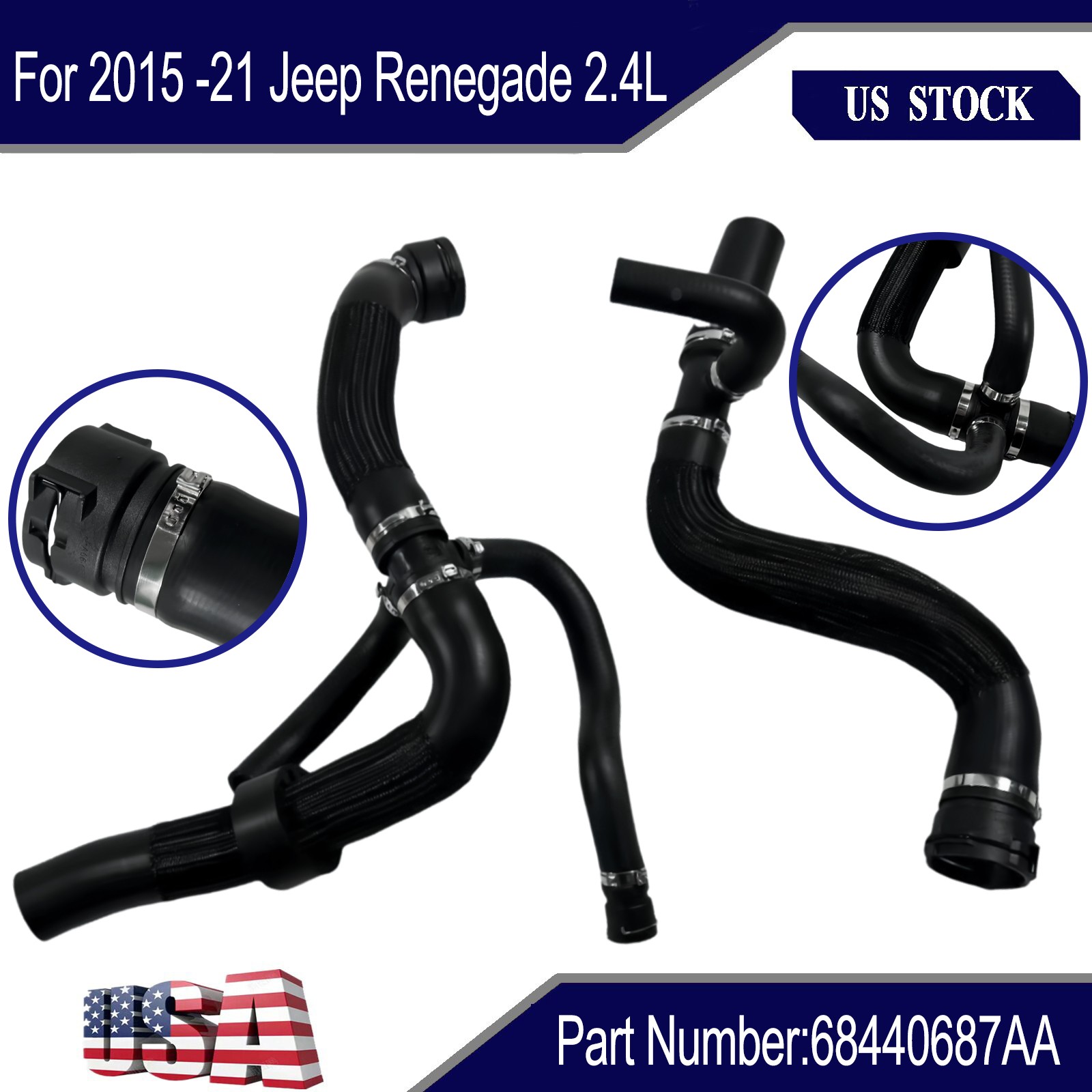 2× Radiator Coolant Hose 68246569AA Fits For Jeep Sport Utility Vehicle