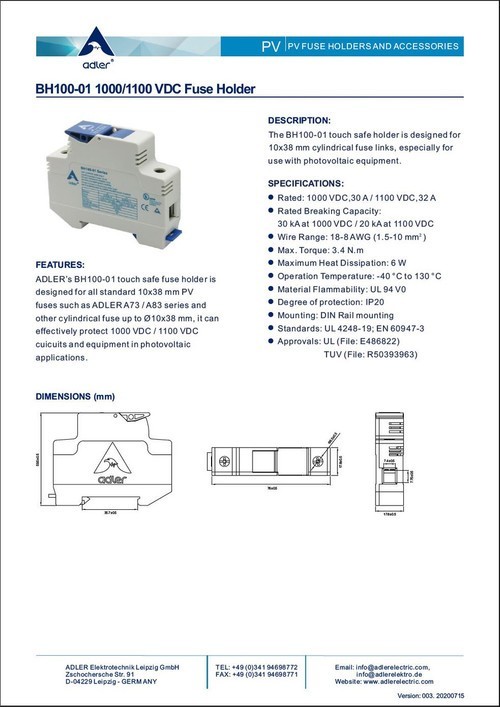 MidNite Solar MNTS Touch Safe Fuse Holder 1000VDC 30A