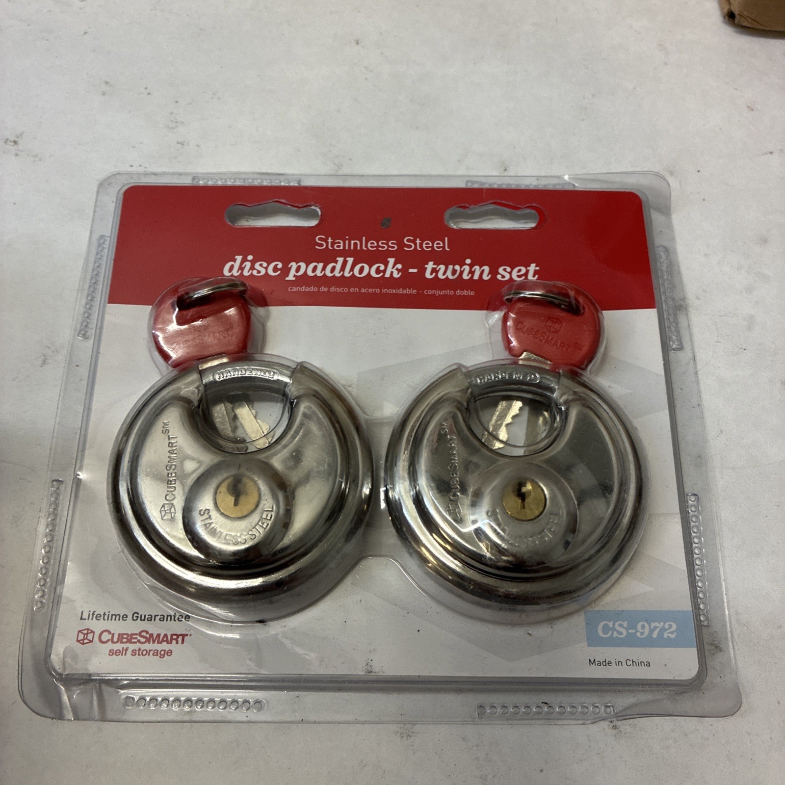2 Pack CubeSmart Disc 2-3/4″ Padlock Set Twin Set Stainless Steel CS-972