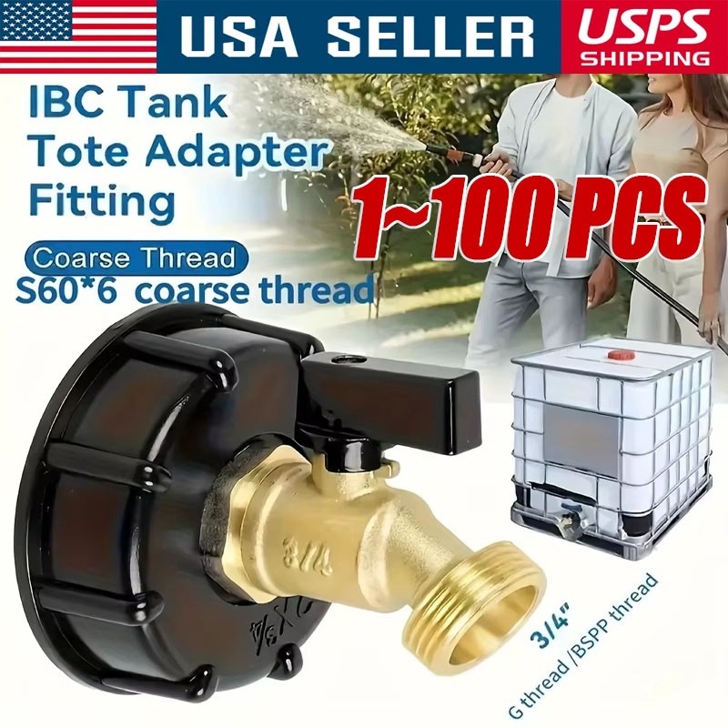 275 330 Gallon IBC Tote Water Tank Adapter 2″ Brass Hose Faucet Valve Connector