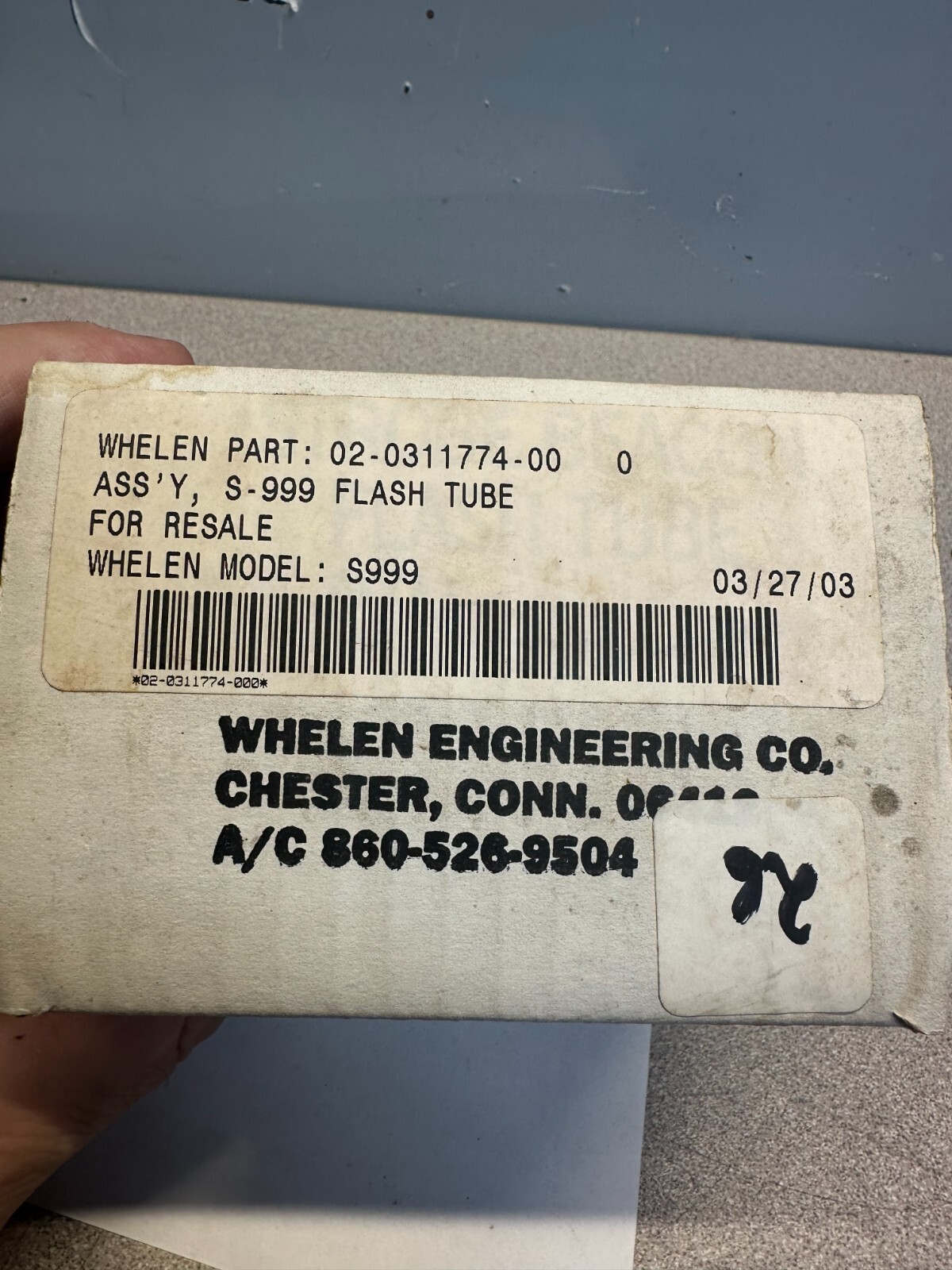 WHELEN S-999 STROBE BEACON FLASH TUBE 02-0311774-00, NEW FREE SHIPPING