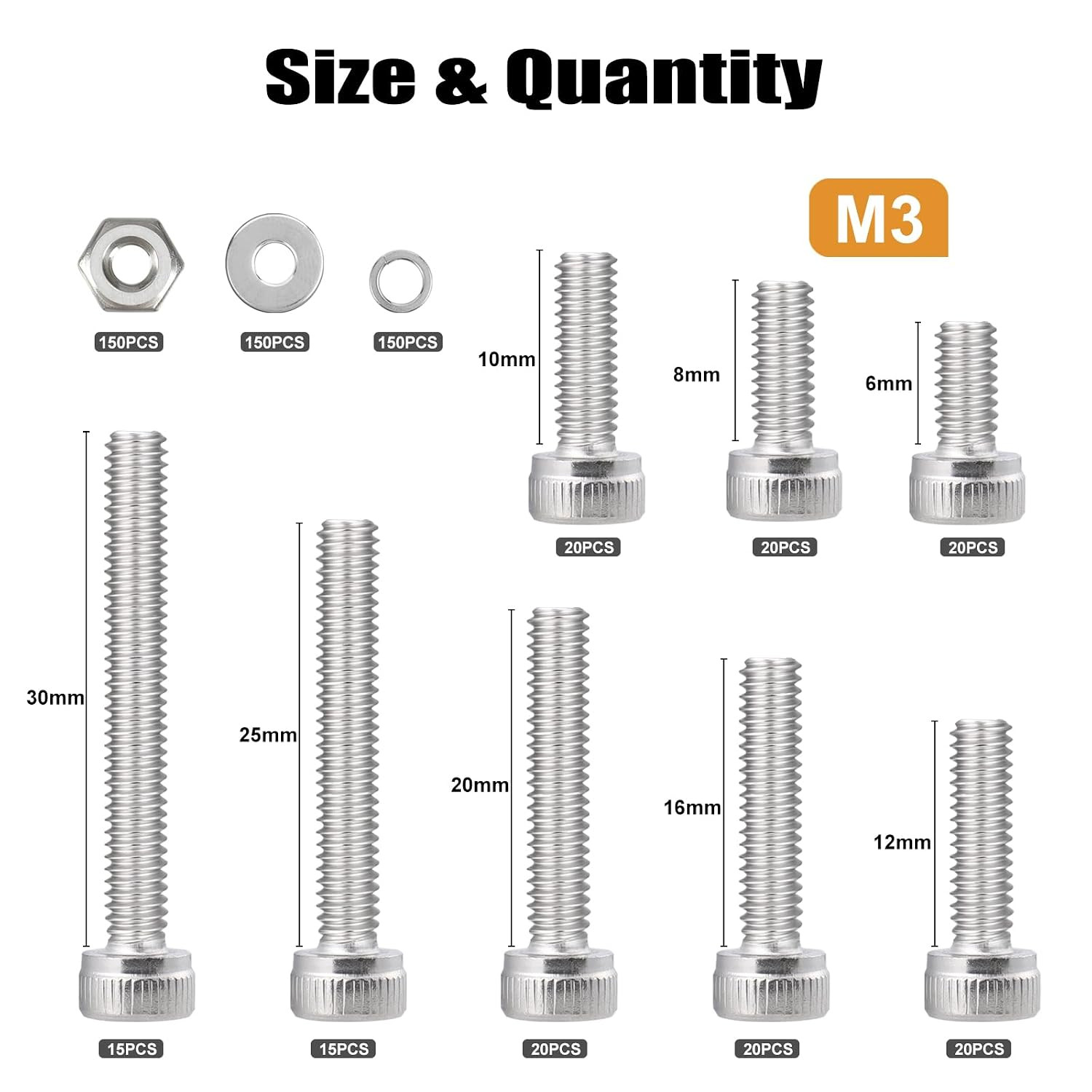 VGBUY 600Pcs M3 Screw Assortment Kit, M3 Screws (8 Sizes 6-30Mm) for 3D Printer