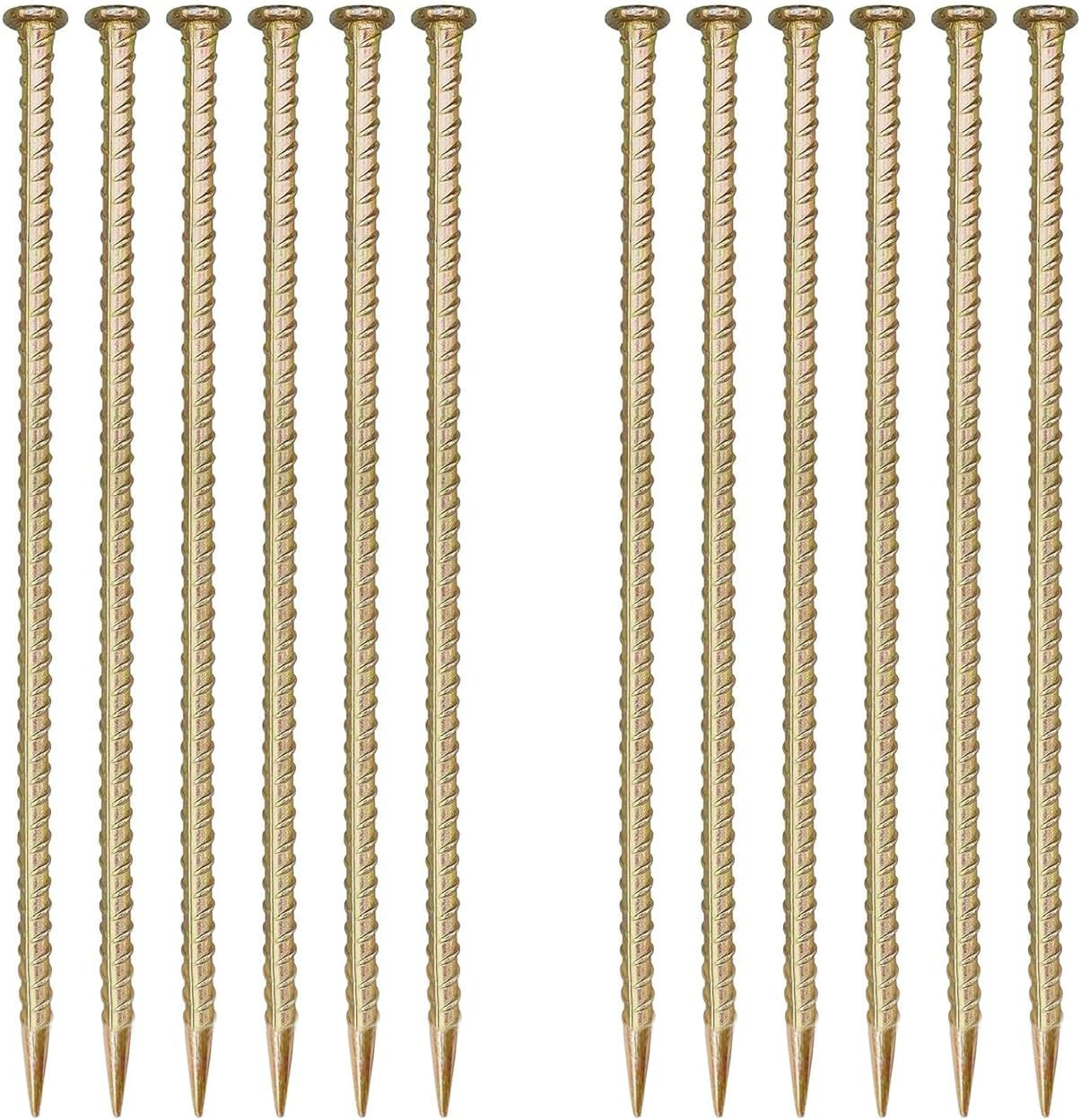 16 Inch Rebar Stakes 12 Pack- 0.5 Inch Diameter Galvanized Steel Ground Ancho…