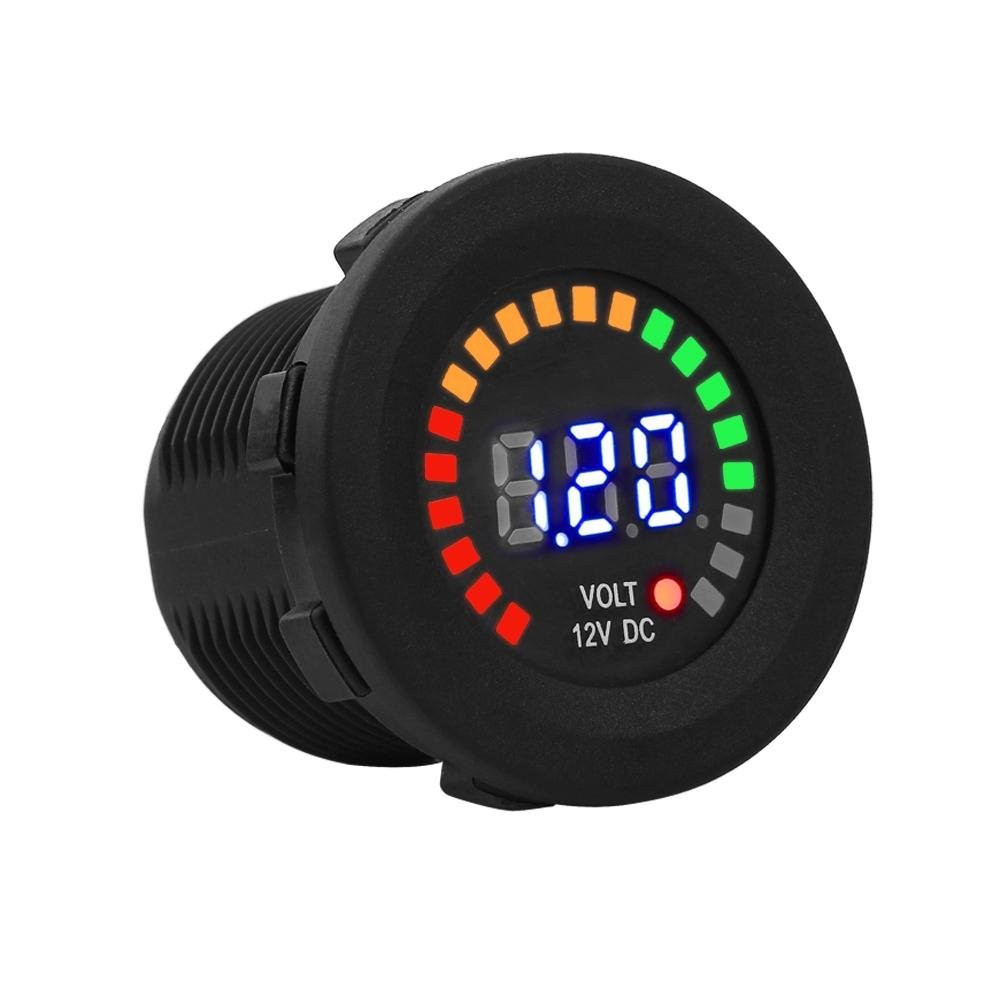 Digital 12V Waterproof LED Display Voltmeter Gauge Motorcycle Car Truck Marine