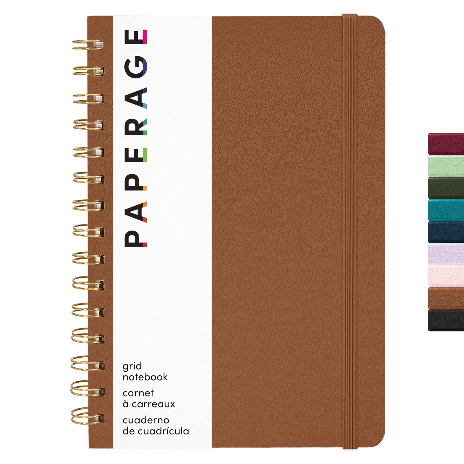 PAPERAGE Graph Paper Spiral Notebook & Journal, (Cognac), Pack of 1, Cognac