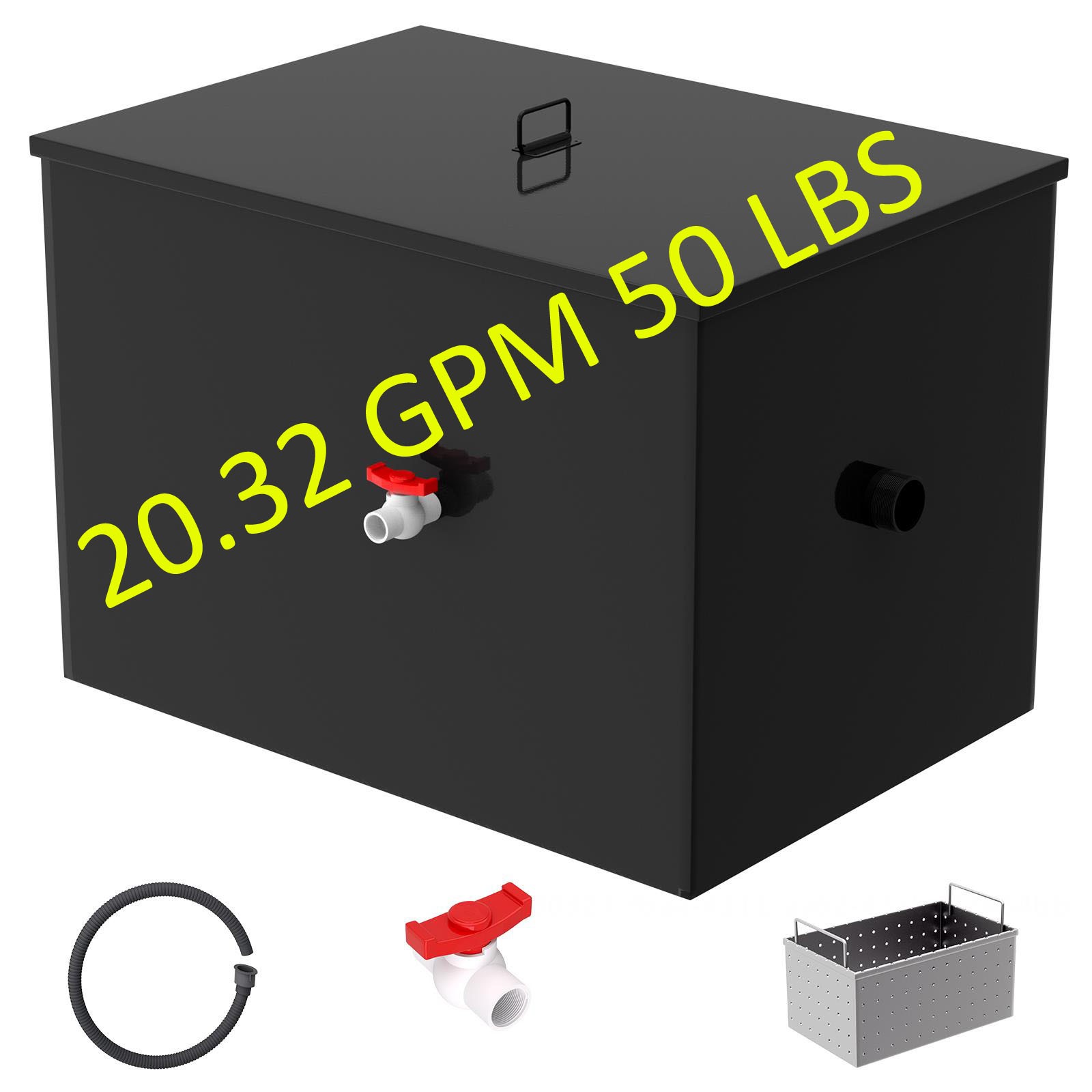 Commercial Grease Interceptor Grease Trap 50lbs 20.32 GPM Carbon Steel