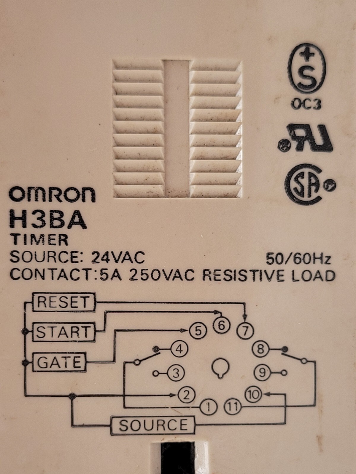 Omron H3BA Timer Relay Plug-in Mount 5A 250VAC SPDT Coil 24VDC 50/60Hz 11-Pin