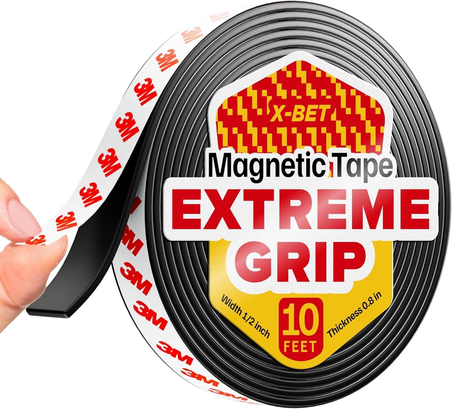 Heavy-Duty Magnetic Tape (10ft x 1/2in) with Adhesive for Crafts and DIY