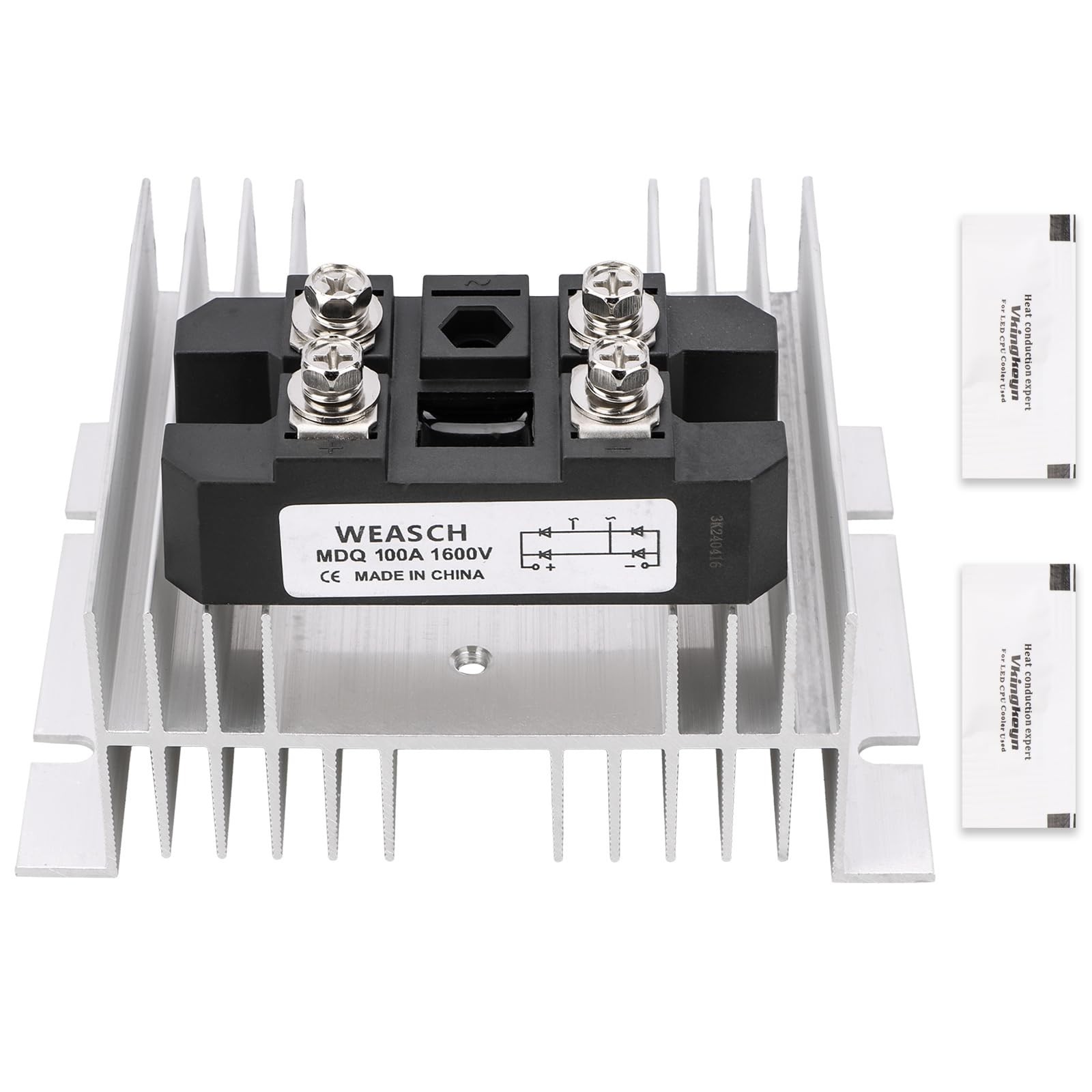 100A Bridge Rectifier Module, AC to DC Full Wave Diode, 1600V, Single-Phase, Hea