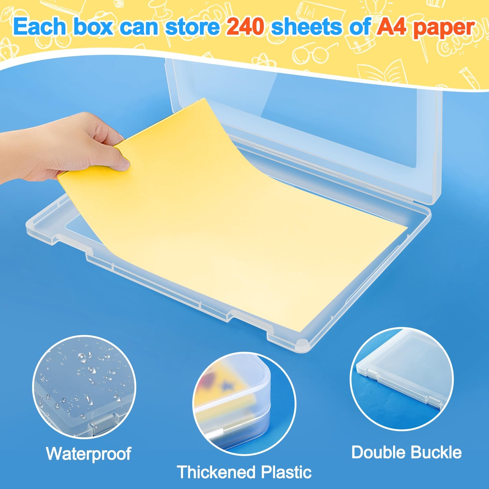 Transparent A4 File Paper Box Document Project Storage Container Case Holder