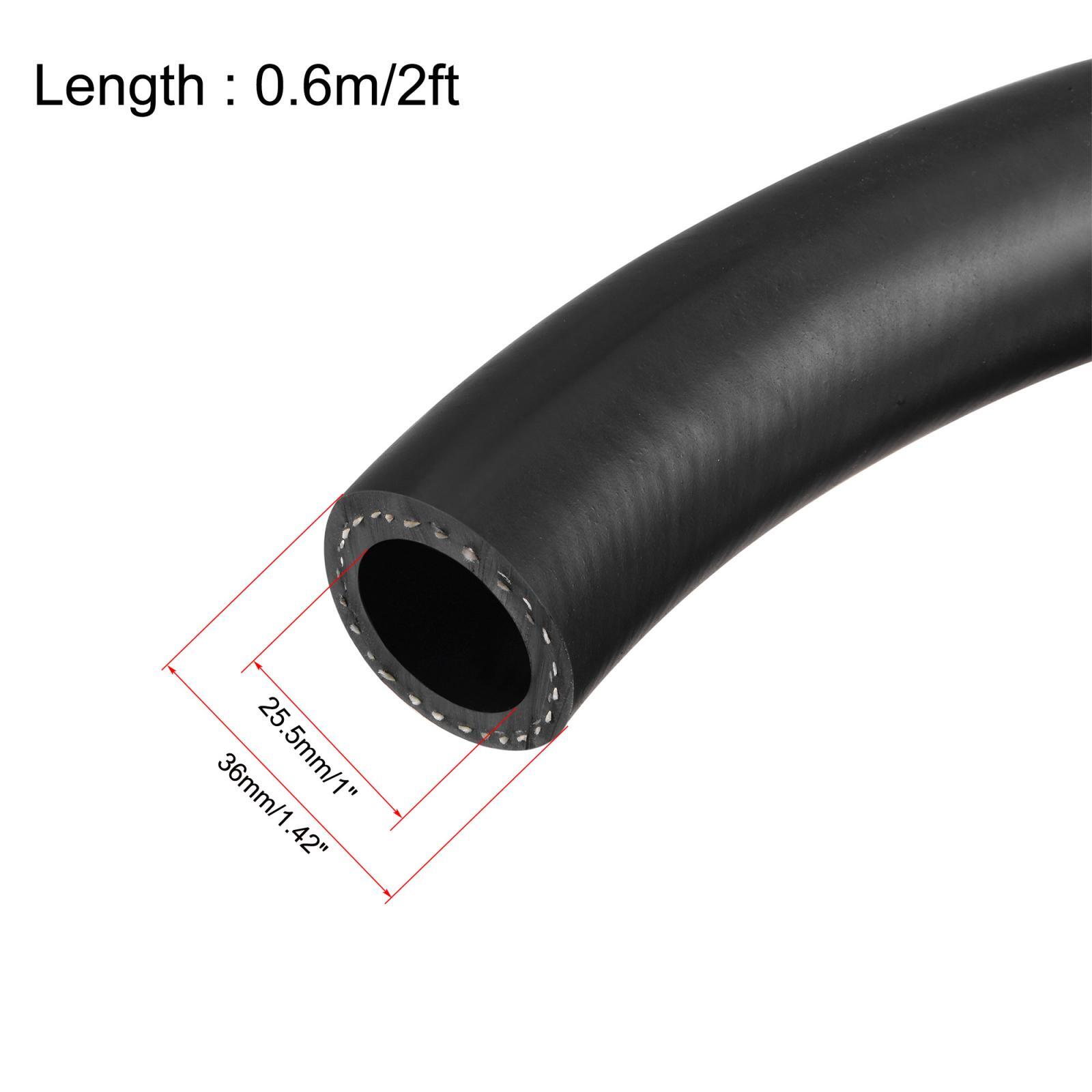 1″ ID Fuel Line Hose 1 1/2″ OD 2ft Black Rubber Oil Hose Tubing for Fuel System