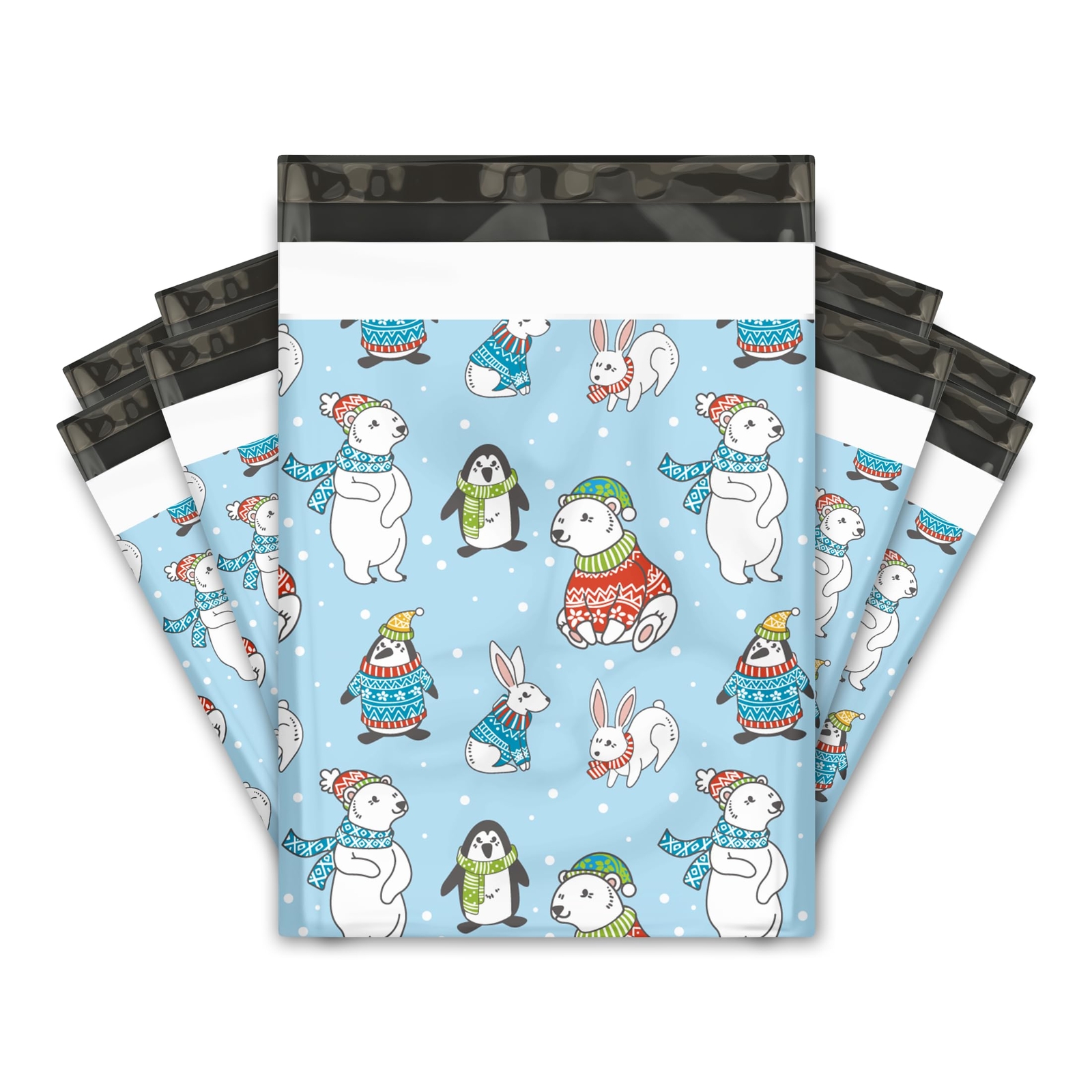 10×13 100 Winter Animals Designer Poly Mailers Shipping Envelopes Premium Pri…
