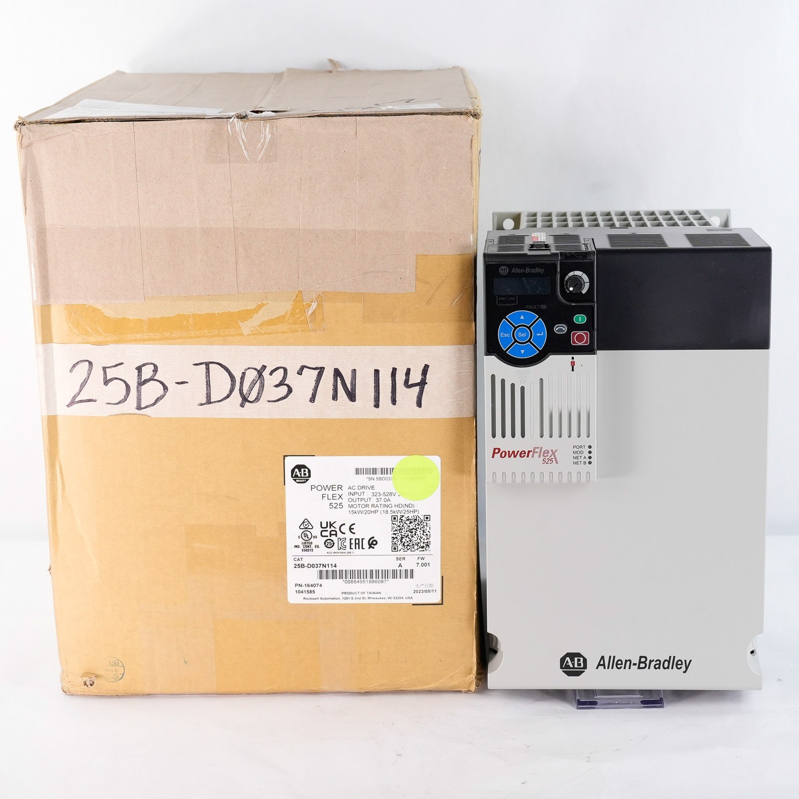 Allen Bradley 25B-D037N114 /A PowerFlex 525 AC Drive 480V 3-Ph 25HP – Open Box
