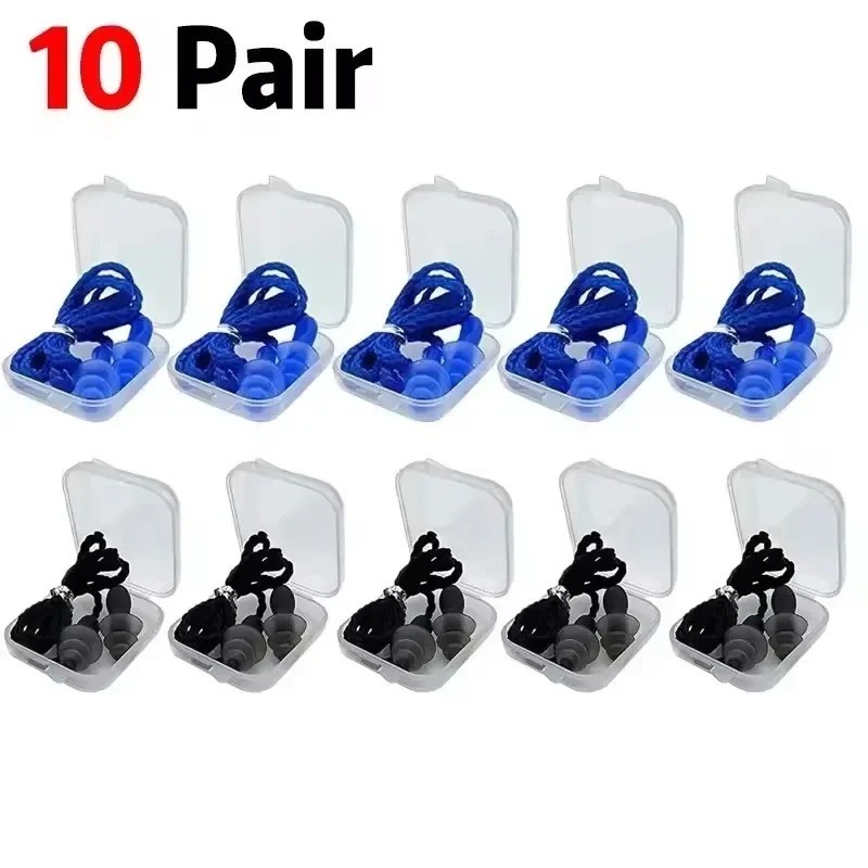 Corded Ear Plugs Soft Silicone Reusable Earplugs Noise Cancelling Safe Hearing