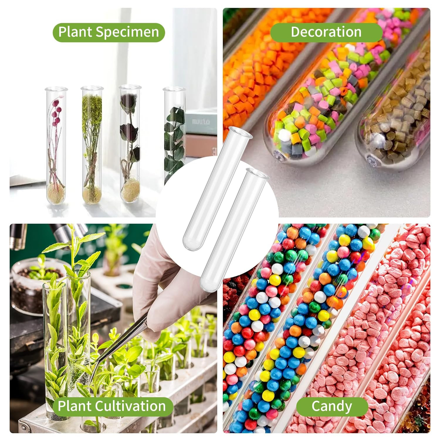20 Pcs Clear Test Tubes for Plants Acrylic Plant Propagation Tube with Brush Pla