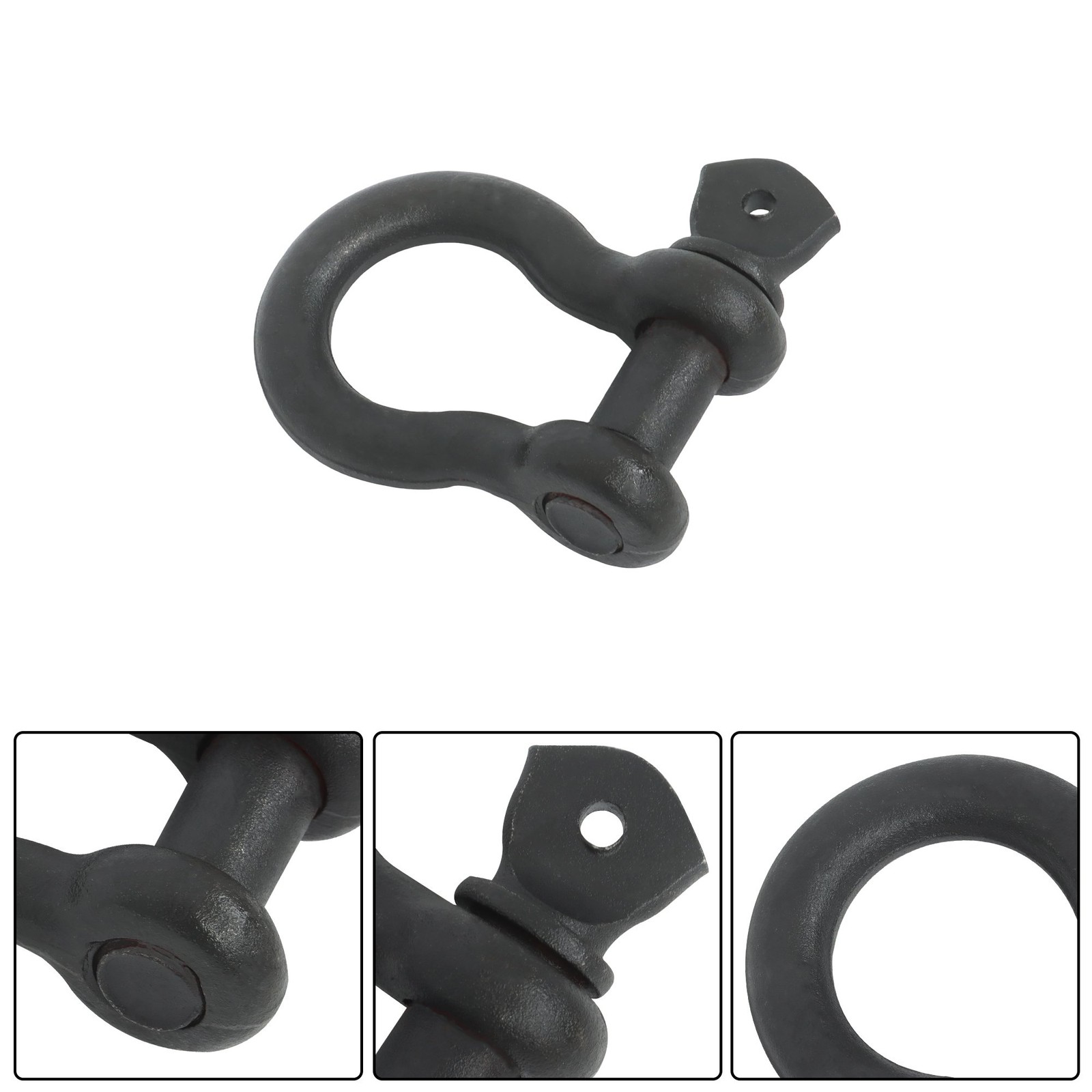 4 Pack 3/4 Inch Bow-Shaped D Ring Shackles 4.75t/10471lbs Working Load Black