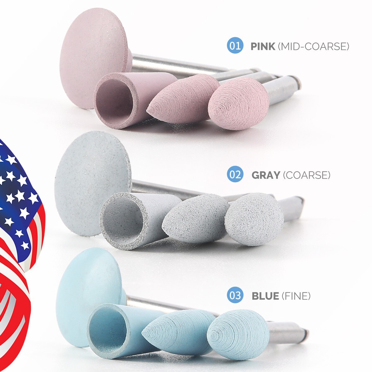 Dental Silicone Polishing Mid-Coarse/Coarse/Fine For Low Speed Handpiece 2.35mm