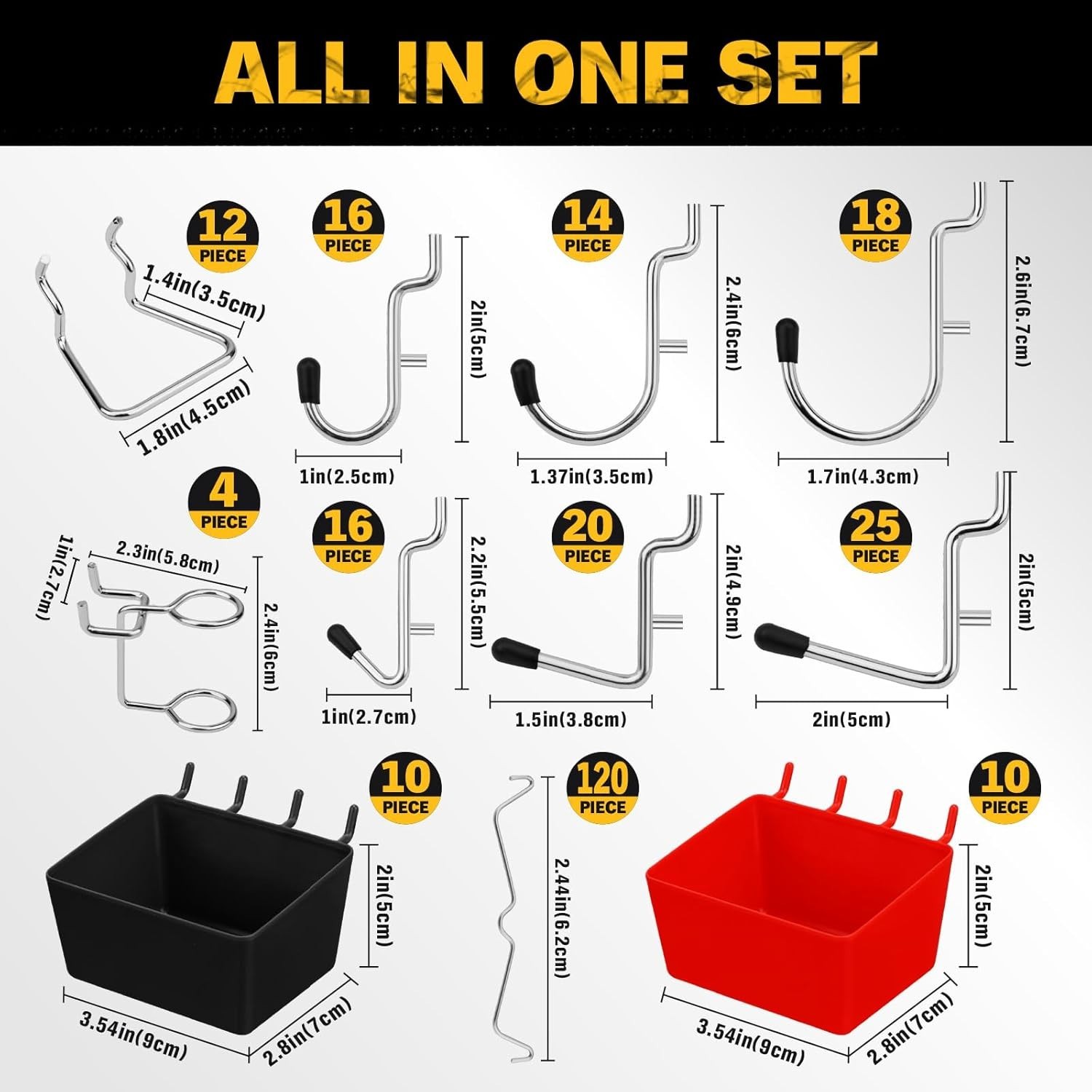 297 Piece Pegboard Hooks Kit, Peg Board Organizer Accessories with Bins for Orga