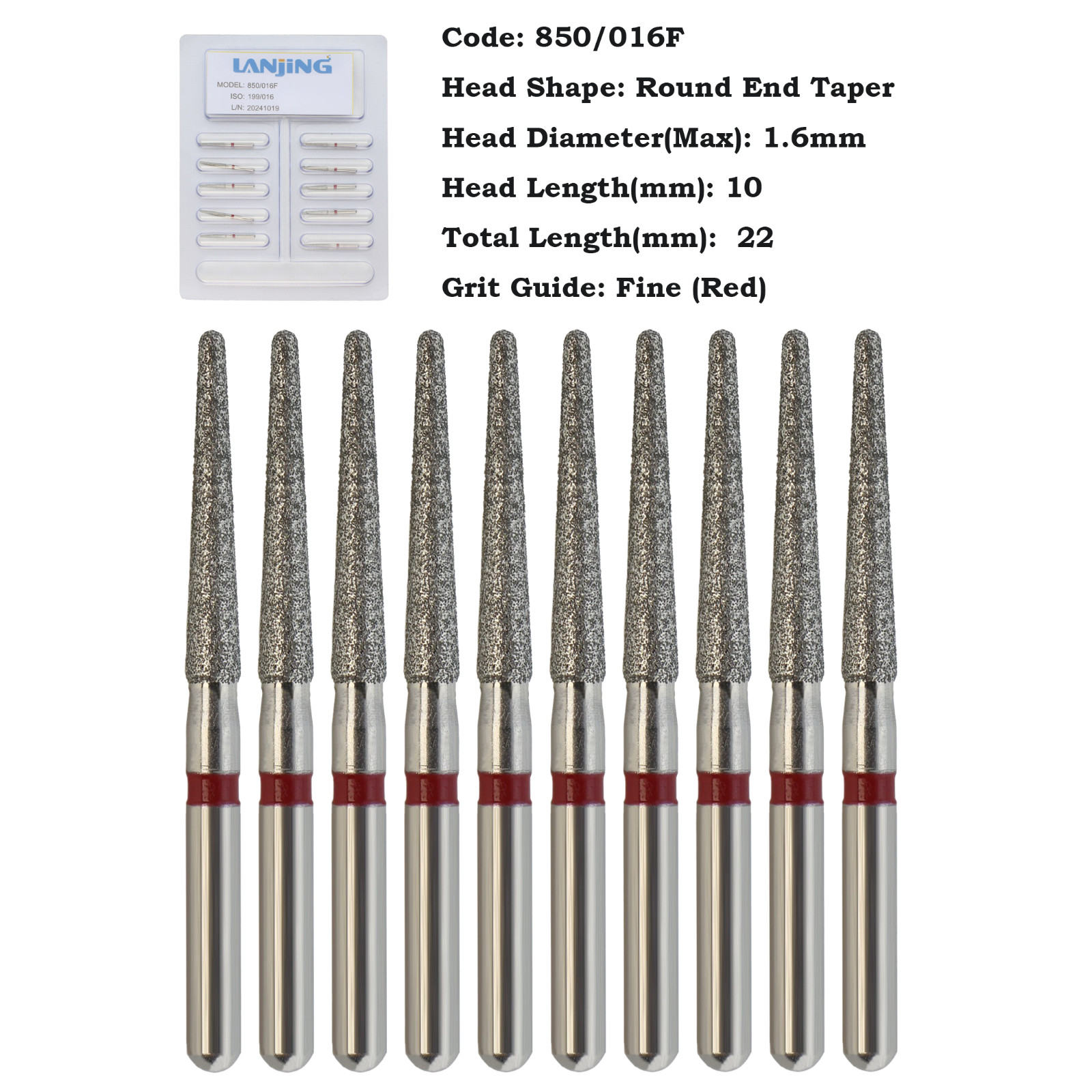 Dental Diamond Burs FG Round End Taper Bur Super Coarse Fine 856 850 High Speed