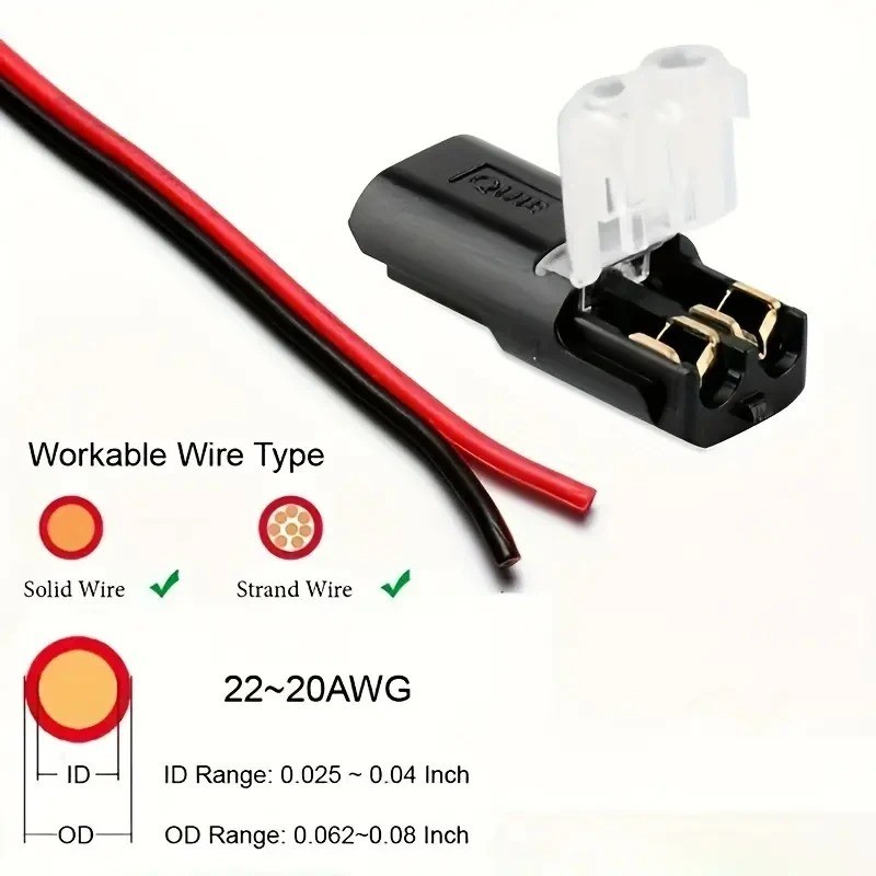 100pcs Double-Wire Plug-in Connector, Cable Clamp with Locking Buckle, AWG 18-22