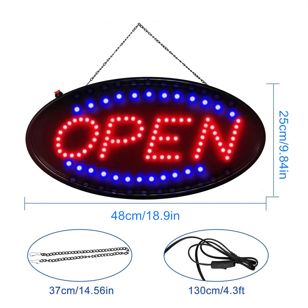 OPEN Business Sign Animated Motion Ultra Bright Store LED Neon Light with ON/OFF