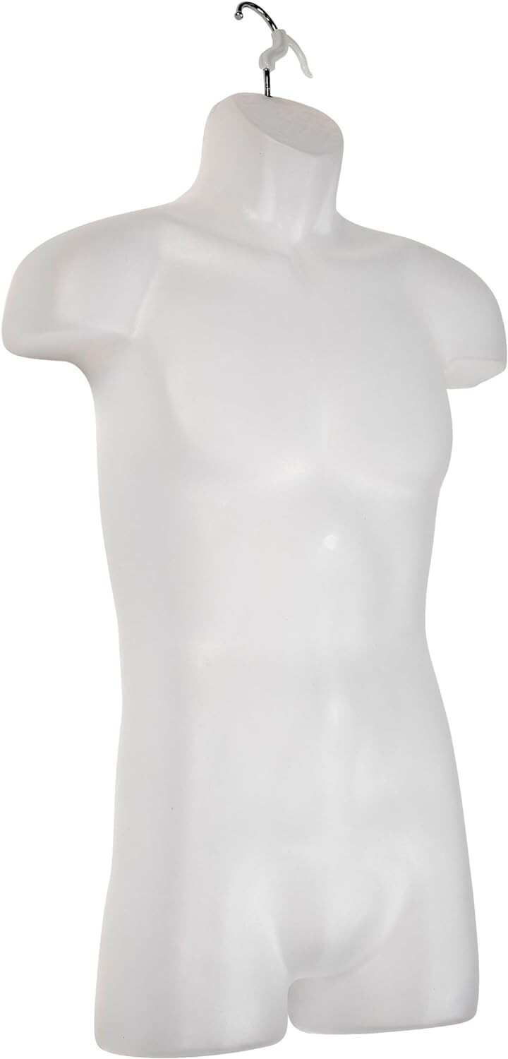 3 Clothing Displays Torso Forms Fits S – L Hanging Male Mannequin Frosted Hollow