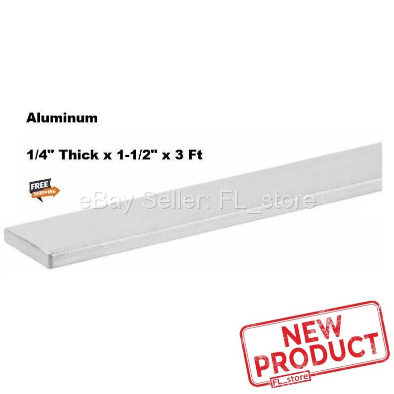 Aluminum Flat Stock Bar 1/4″ x 1-1/2″ x 3 Feet Unpolished Alloy 6061 36″ NEW