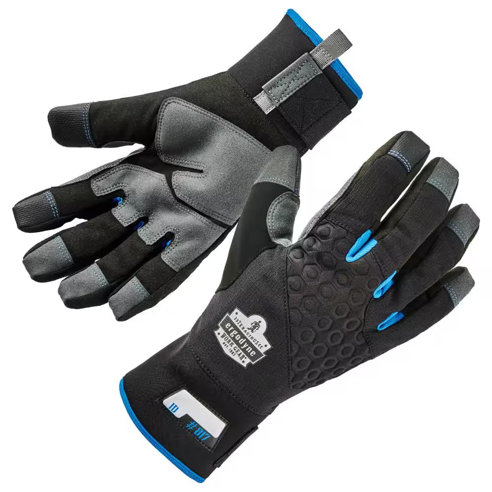 Proflex 817 Medium Black Reinforced Winter Work Gloves