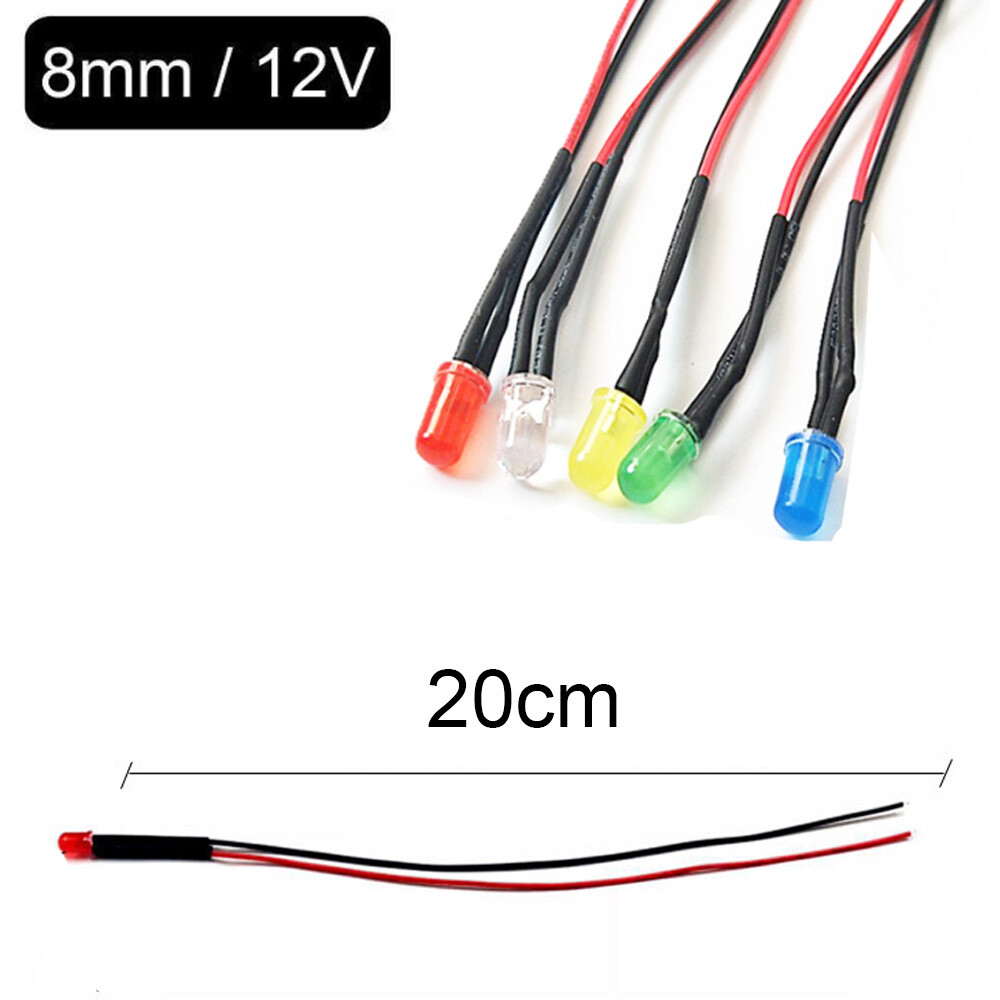 5/10PCS 12V 8mm LED Lights Emitting Diodes Pre Wired Assorted Kit Lamps