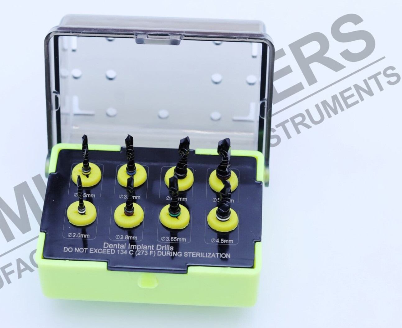 German Dental Implant Drills Kit 8 Pcs Set Titanium Coated Black Surgical Tools