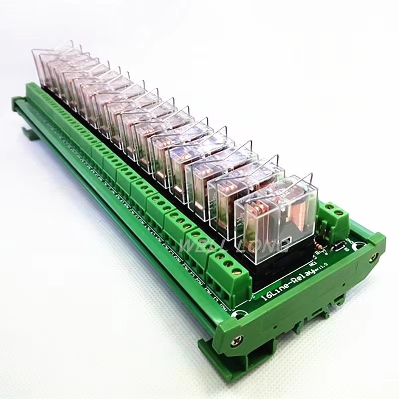 16 Channels DIN Rail Mount 16A Power Relay Interface Module G2R-1-E DC 24V