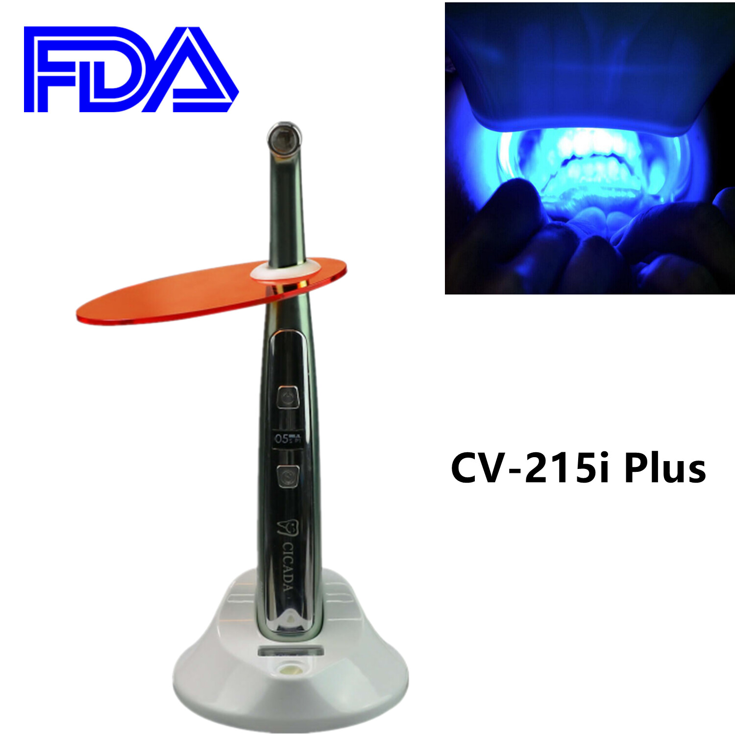 Dental LED Curing Light 1 Second Curing With Light Meter 1800M W/cm² Metal Head
