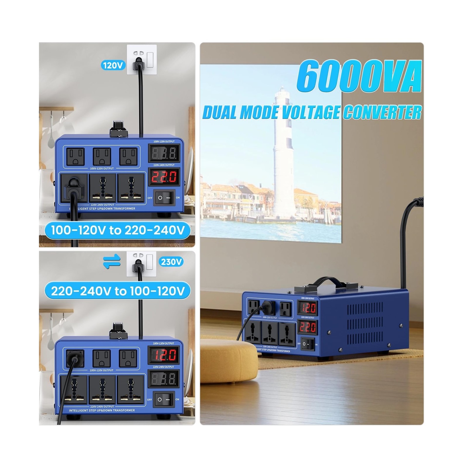 6000 watt Voltage Conversion Transformer Heavy-Duty Step-up/Step-Down AC 110V…
