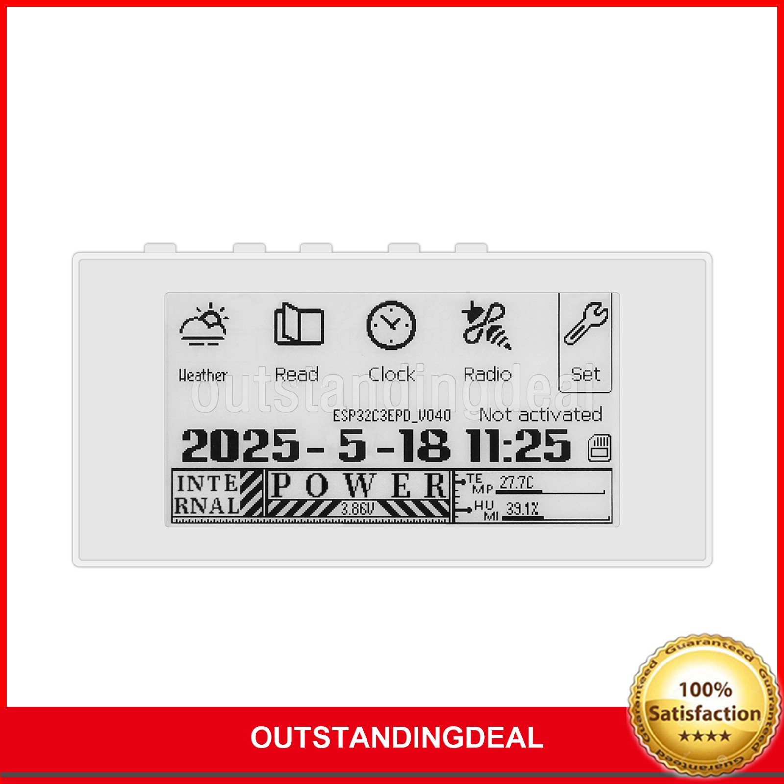 HAMGEEK RW01 Mini E-Ink Reader E-Book Reader for Weather Clock Image Alarm ot25