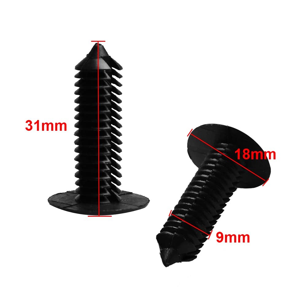 100Pcs 9mm Clip Car Retainer Expansion Screws Fastener Rivet Retainers Car Retai