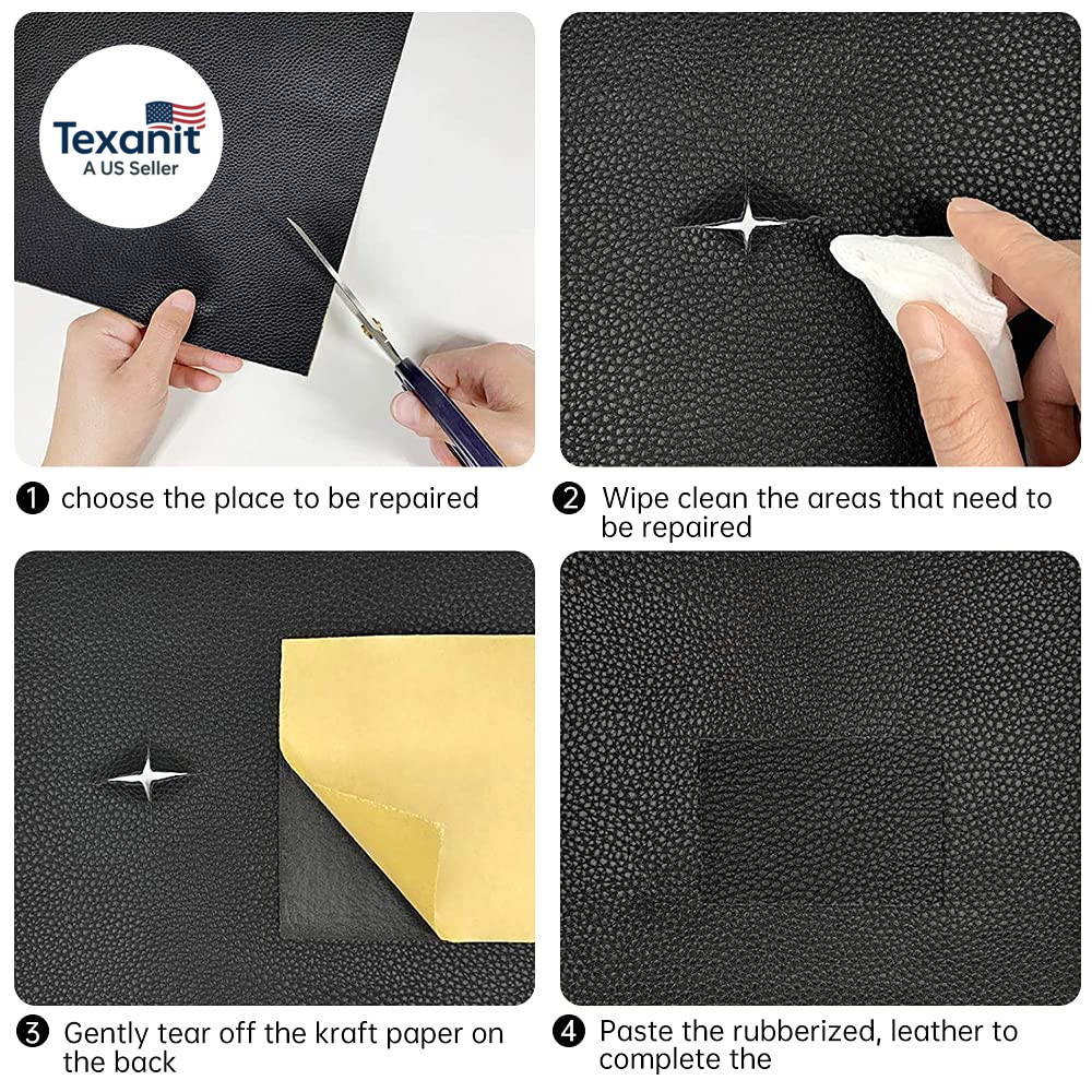 Leather Repair Patch Tape Kit Black 4 X 60 Inch Self Adhesive Leather Repair Pat