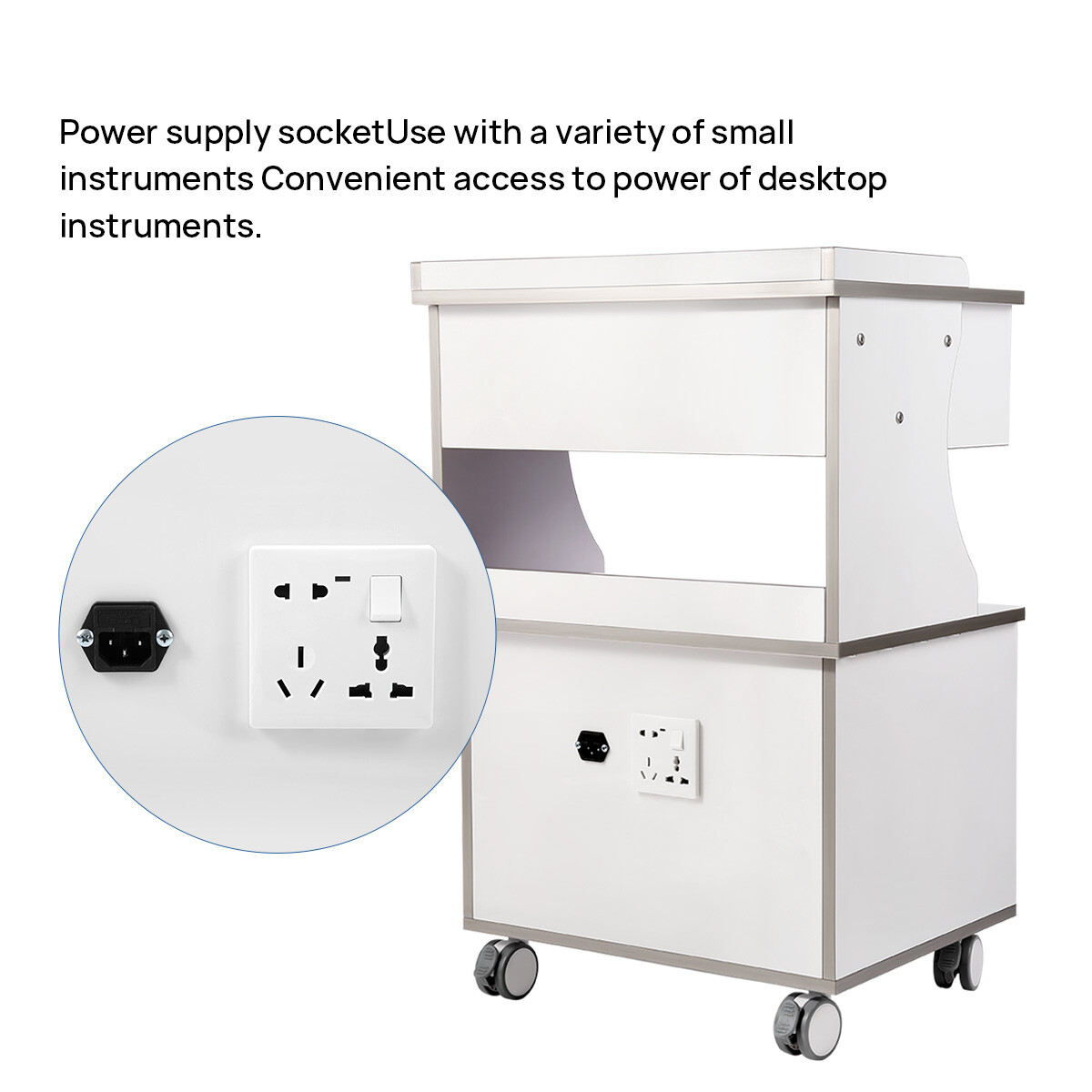 AZDENT Dental Mobile Cabinet Cart with Drawers /Tool Cart Trolley with Sockets
