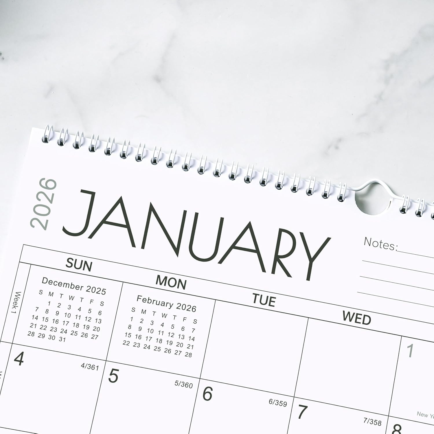 2026-2027 Calendar – 2 Years Wall 14.8” x 11.5”（26-27 white ）, White