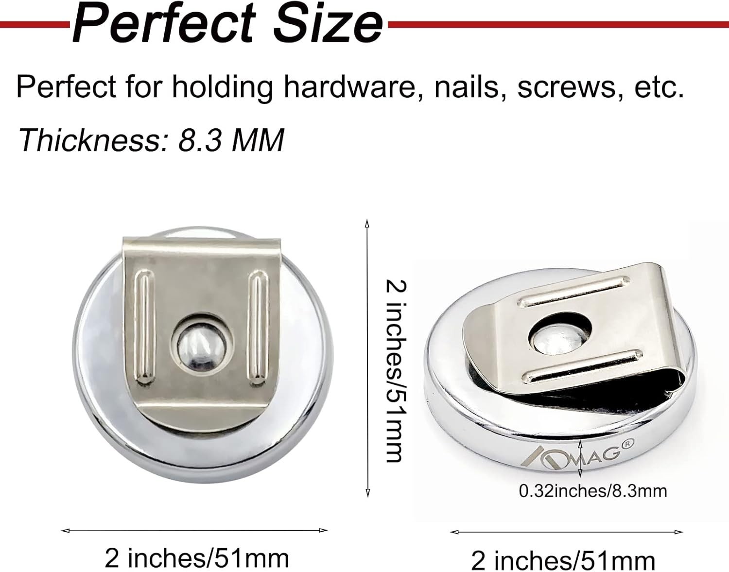 Durable 2″ Diameter Neodymium Magnetic Clip for Tools – 100 lbs Holding Power