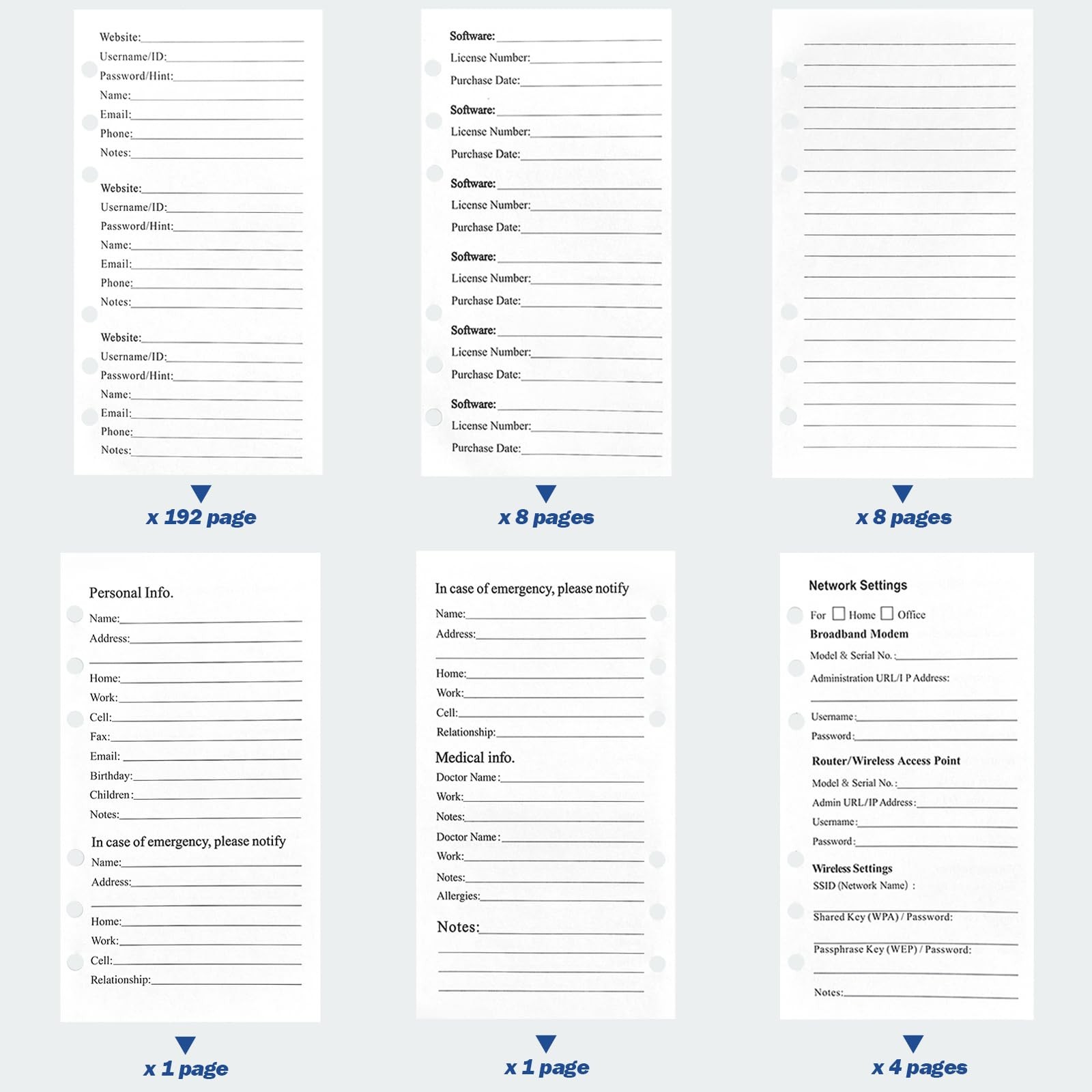 A6 Password Book Refills – 576 Entires Refill Pages With Tab