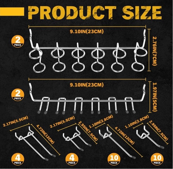 260 PCS Peg Board Kit Assortment Accessories Tool Metal Hook Pegboard Organizer