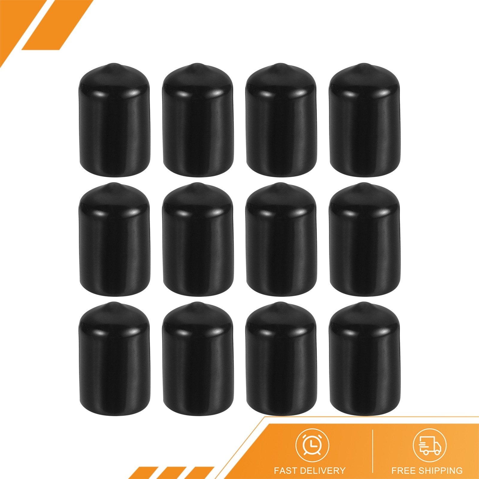 12 Pcs 1/2″ ID Round Rubber End Caps Flexible Rubber Bolt Covers Caps, Black
