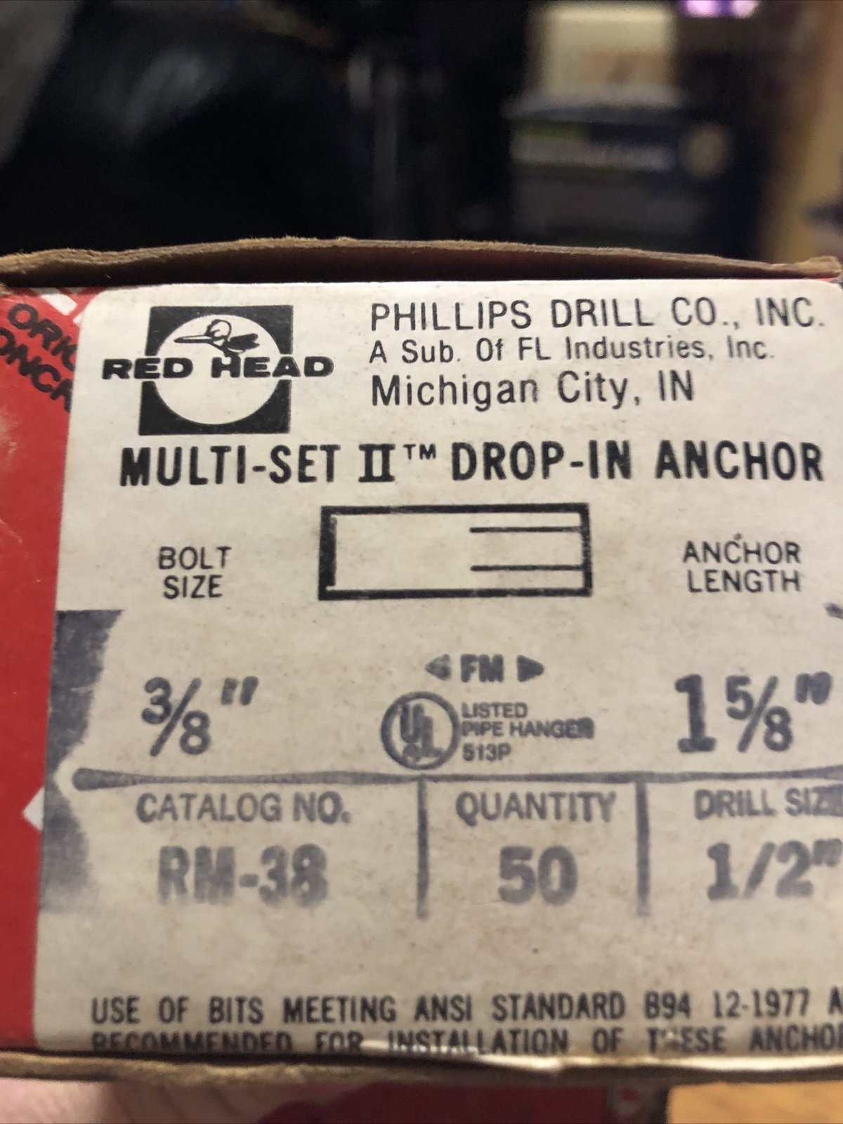 Lot Of 12 Redhead RM-38 Original Phillips Concrete Anchors