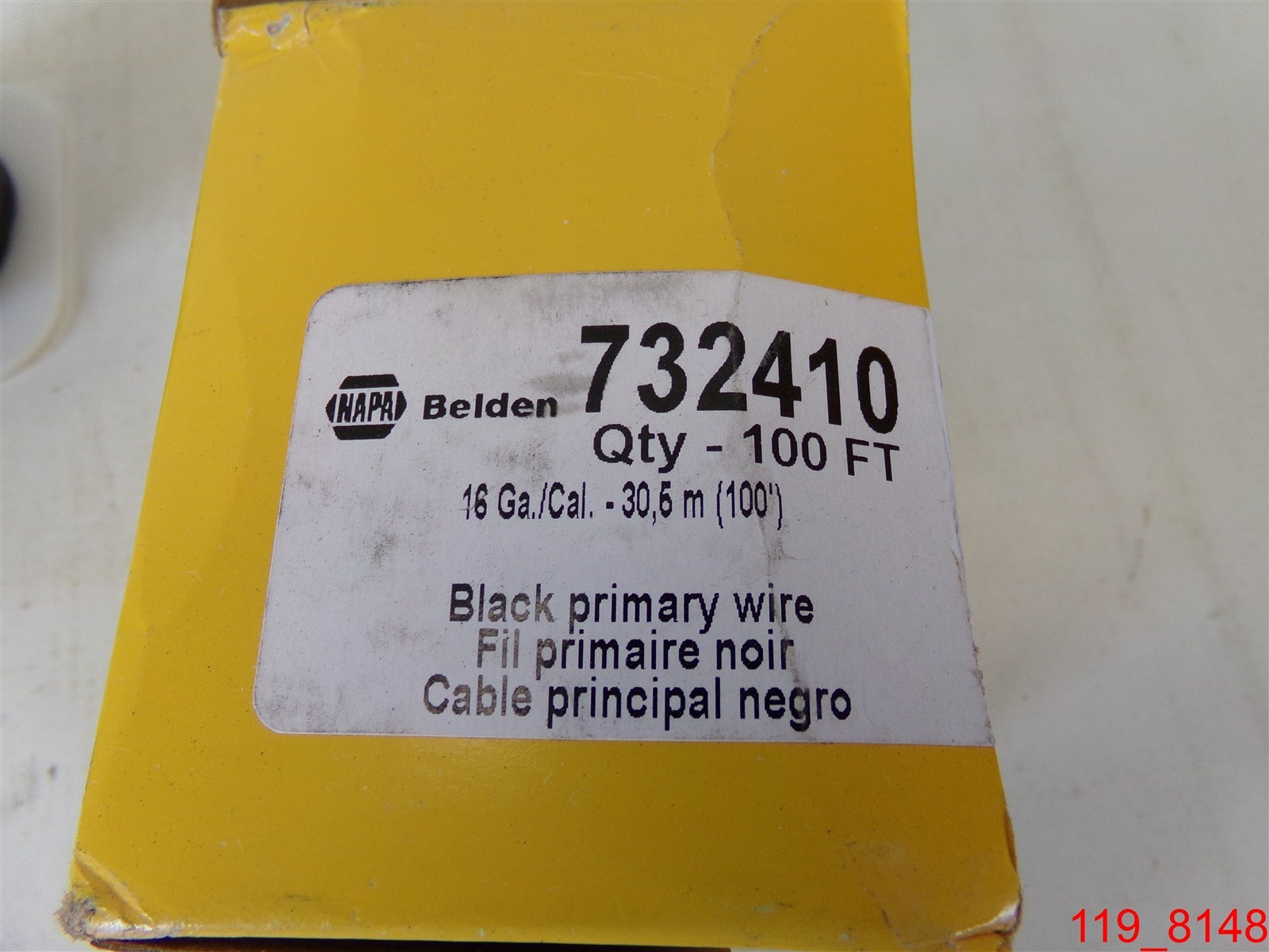 Qty=100 ft NAPA Belden 732410 16 Ga/Cal 30.5m Black Primary Wire