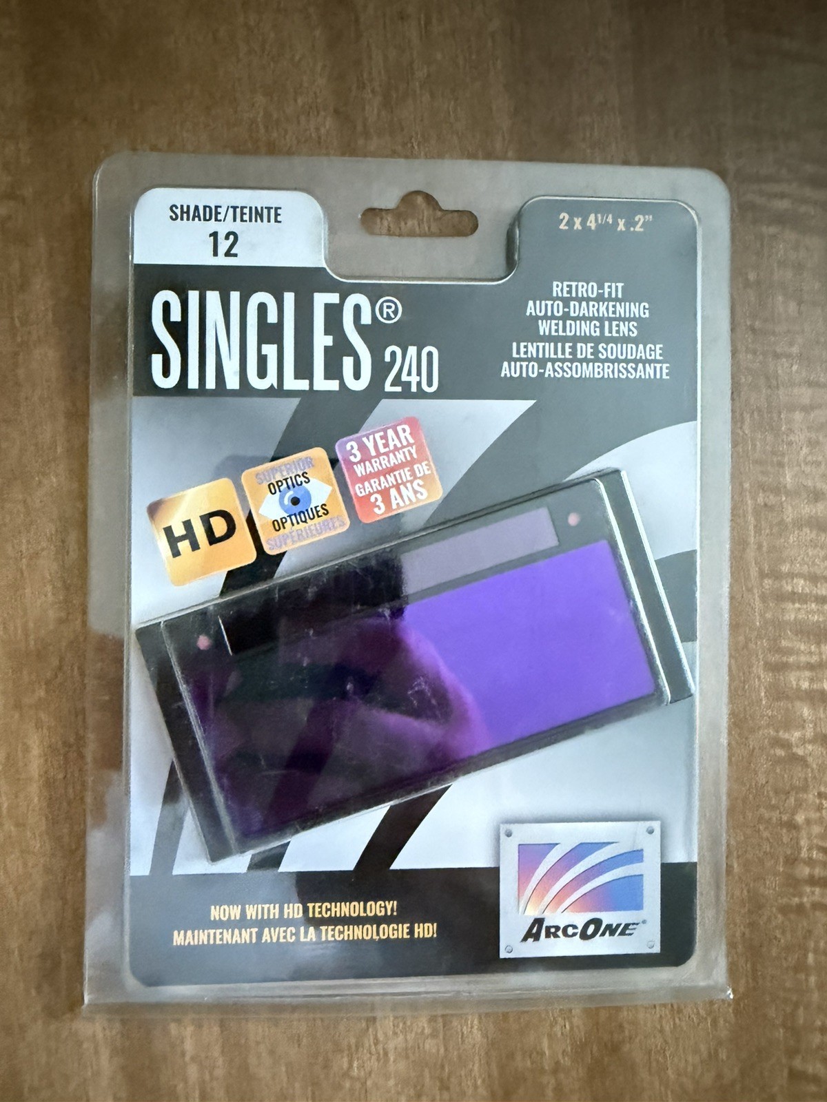 S240-12 Horizontal Single Auto-Darkening Filter for Welding, 2 x 4, Shade 12
