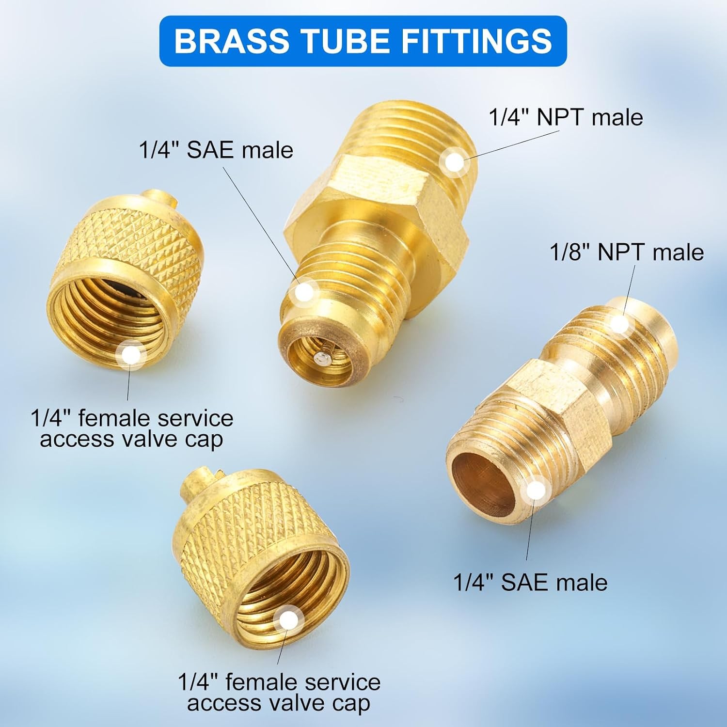 Brass 1/4 SAE Flare to 1/8 NPT Male Pipe Fitting Brass Adapter