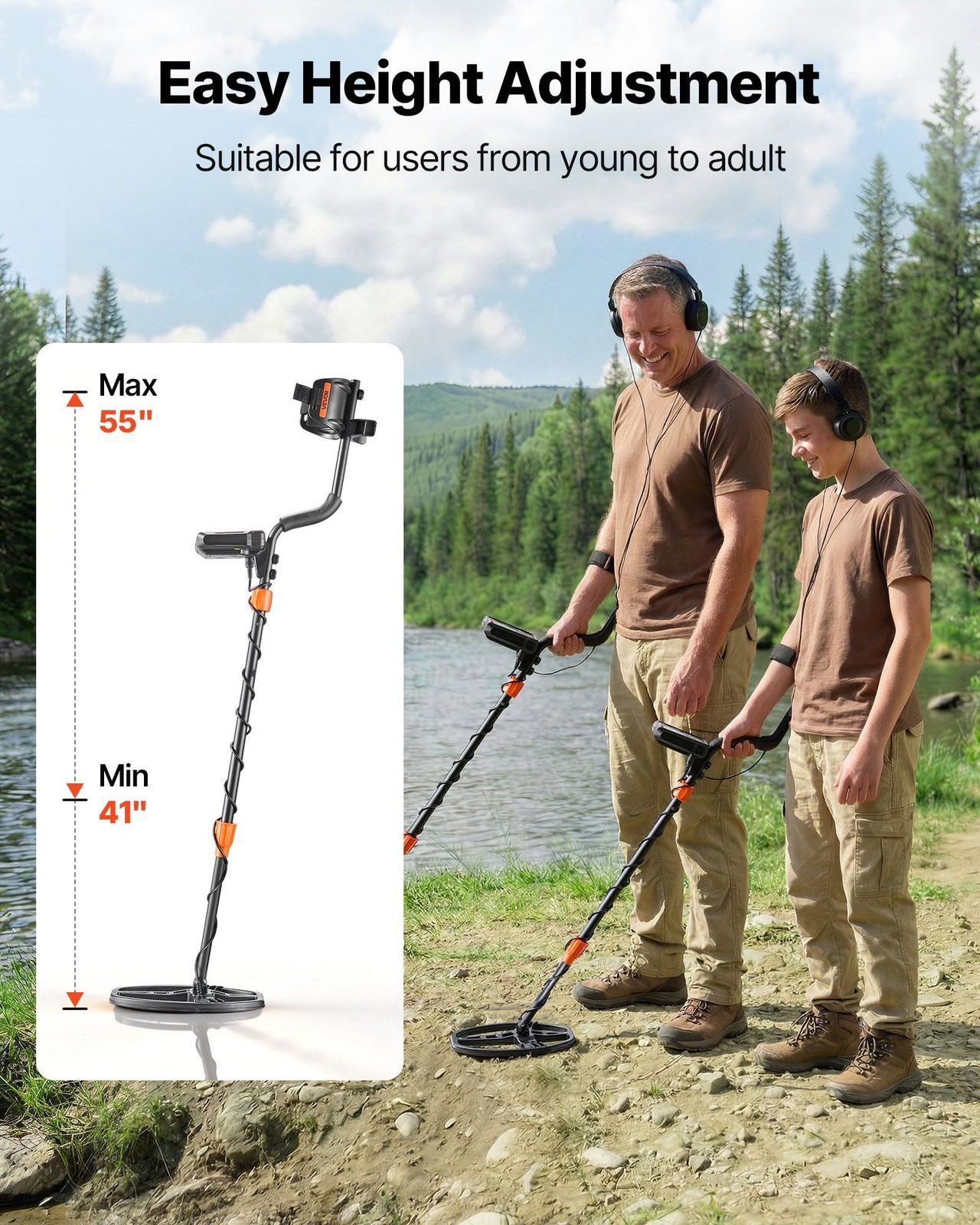 Gold-Hunting Metal Detector: 10″ Waterproof Coil, 5.8kHz, FSTN Display, 5 Modes