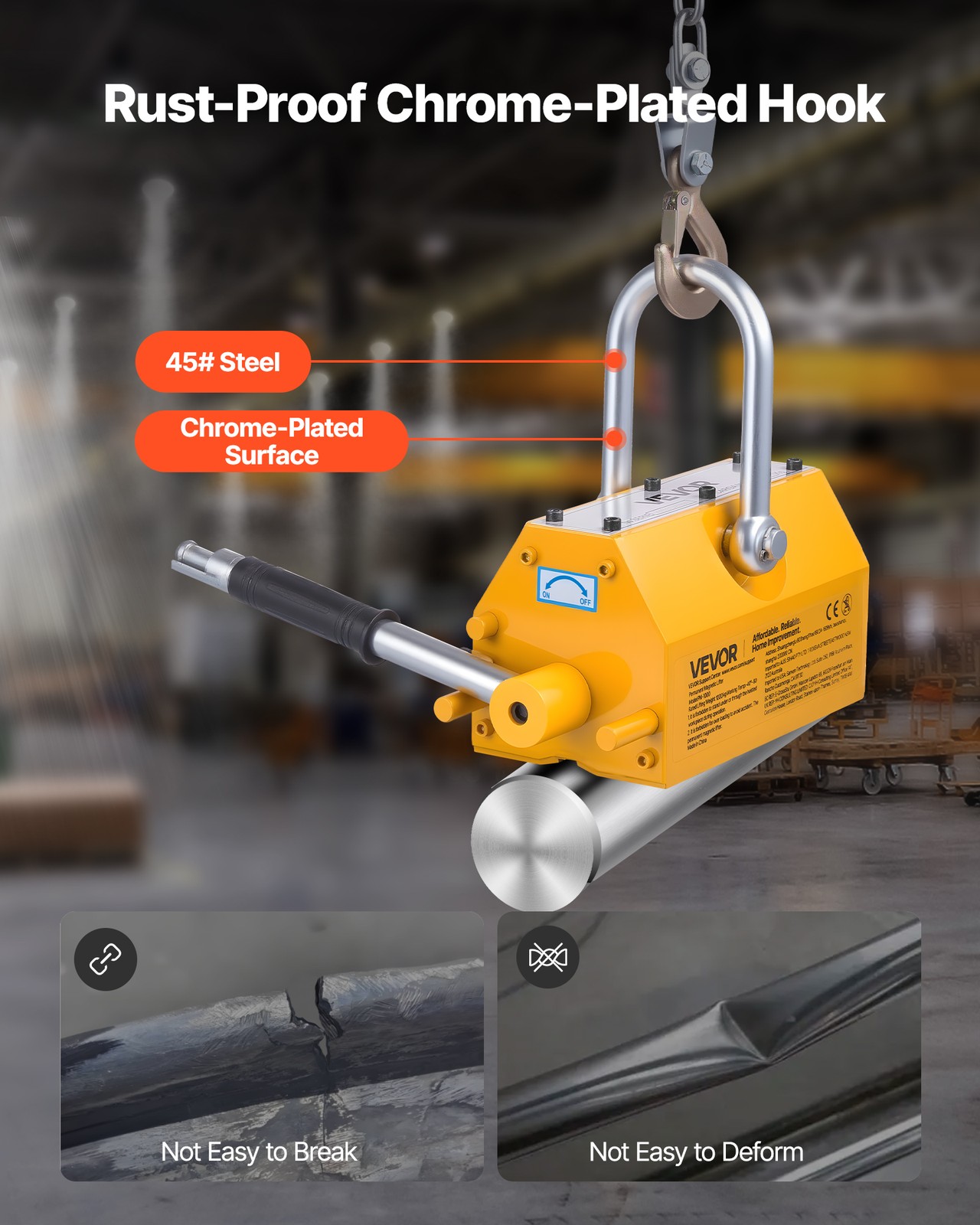 VEVOR Permanent Magnetic Lifter Lifting Magnet 2200 lbs Pulling Capacity N42