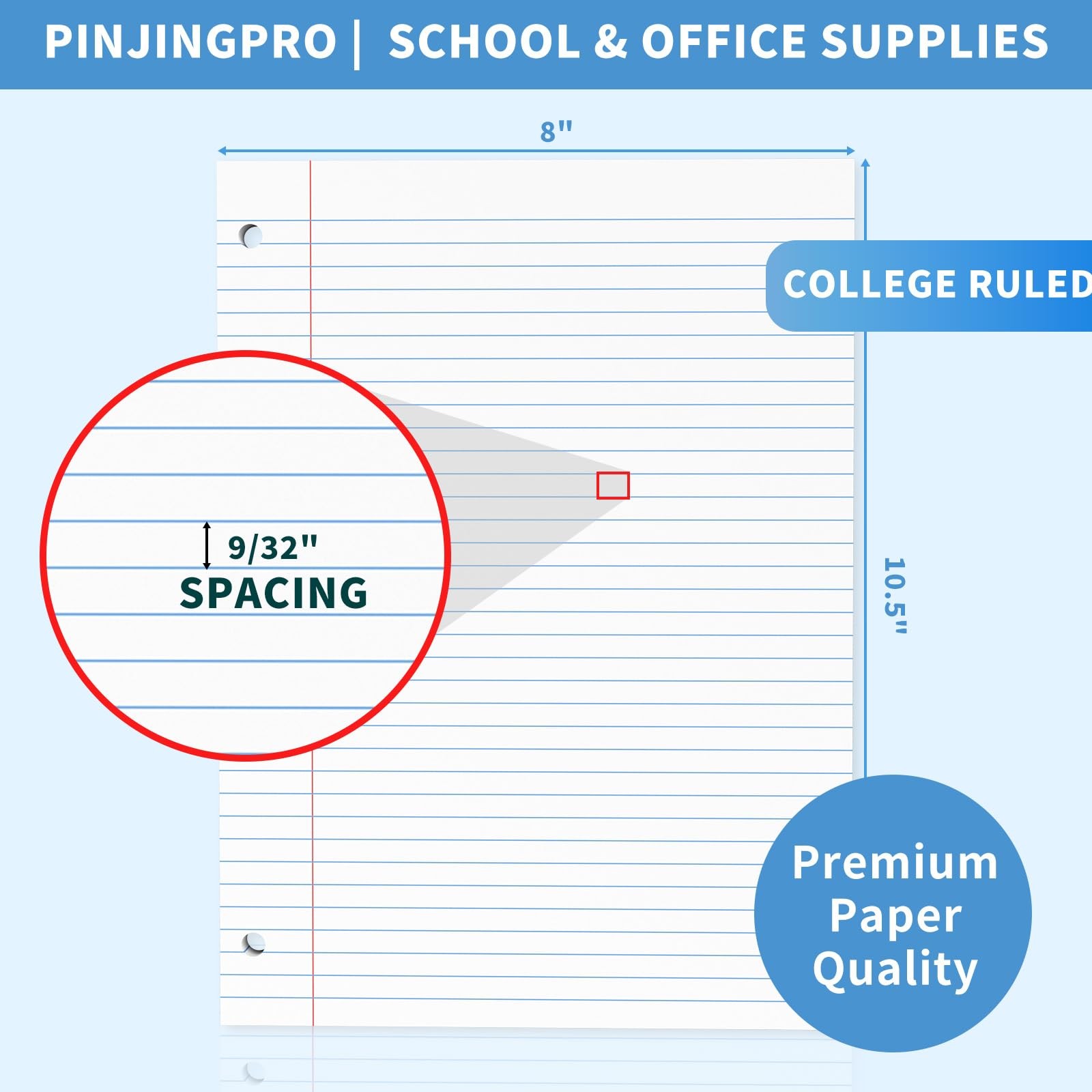 130 Sheets Loose Leaf Paper College Ruled Notebook Paper 8 x 10.5 Inch 3-Hole…