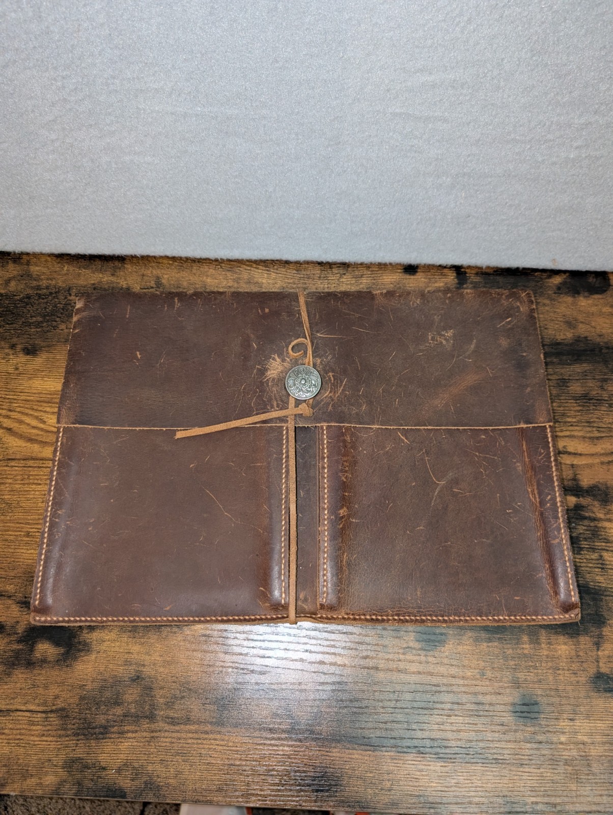 6×9 Handmade Leather Journal Wrap Tie Closure Brown Rustic Notebooks